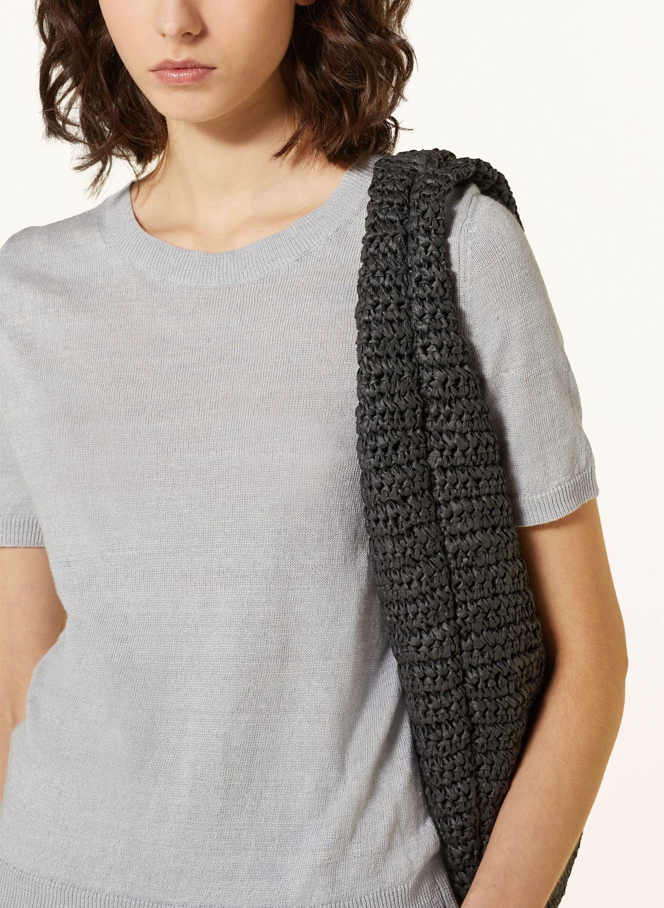 LUISA CERANO Knit shirt in linen: LIGHT GRAY