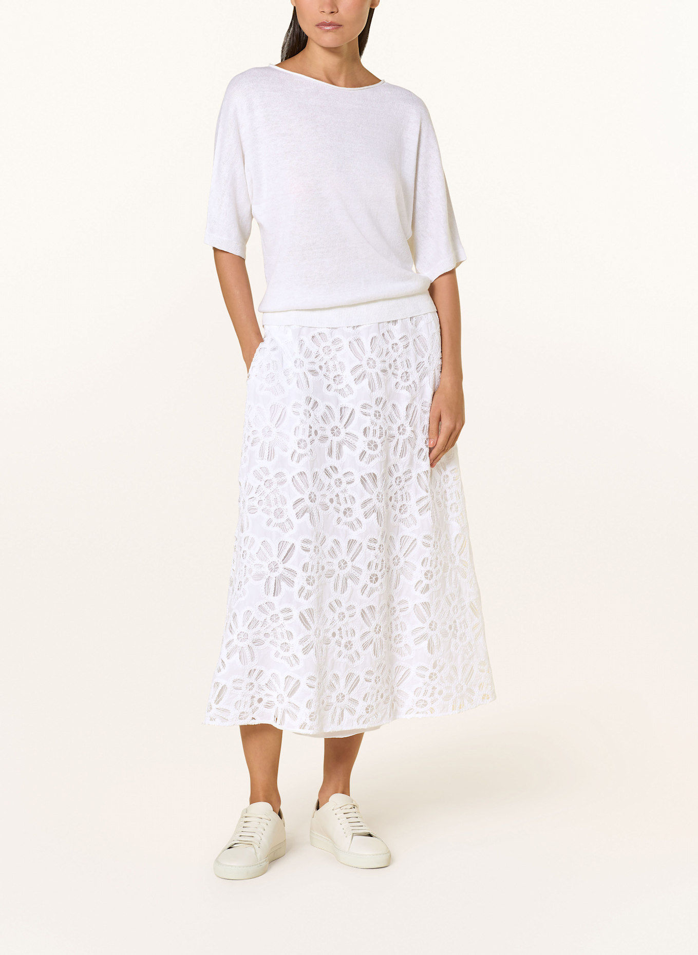 LUISA CERANO Dzianinowa koszulka z lnu: BIAŁY