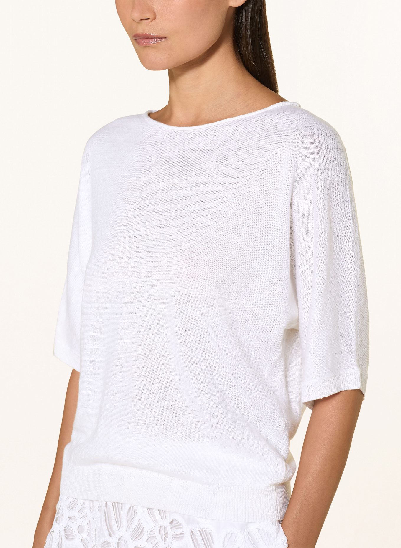 LUISA CERANO Dzianinowa koszulka z lnu: BIAŁY