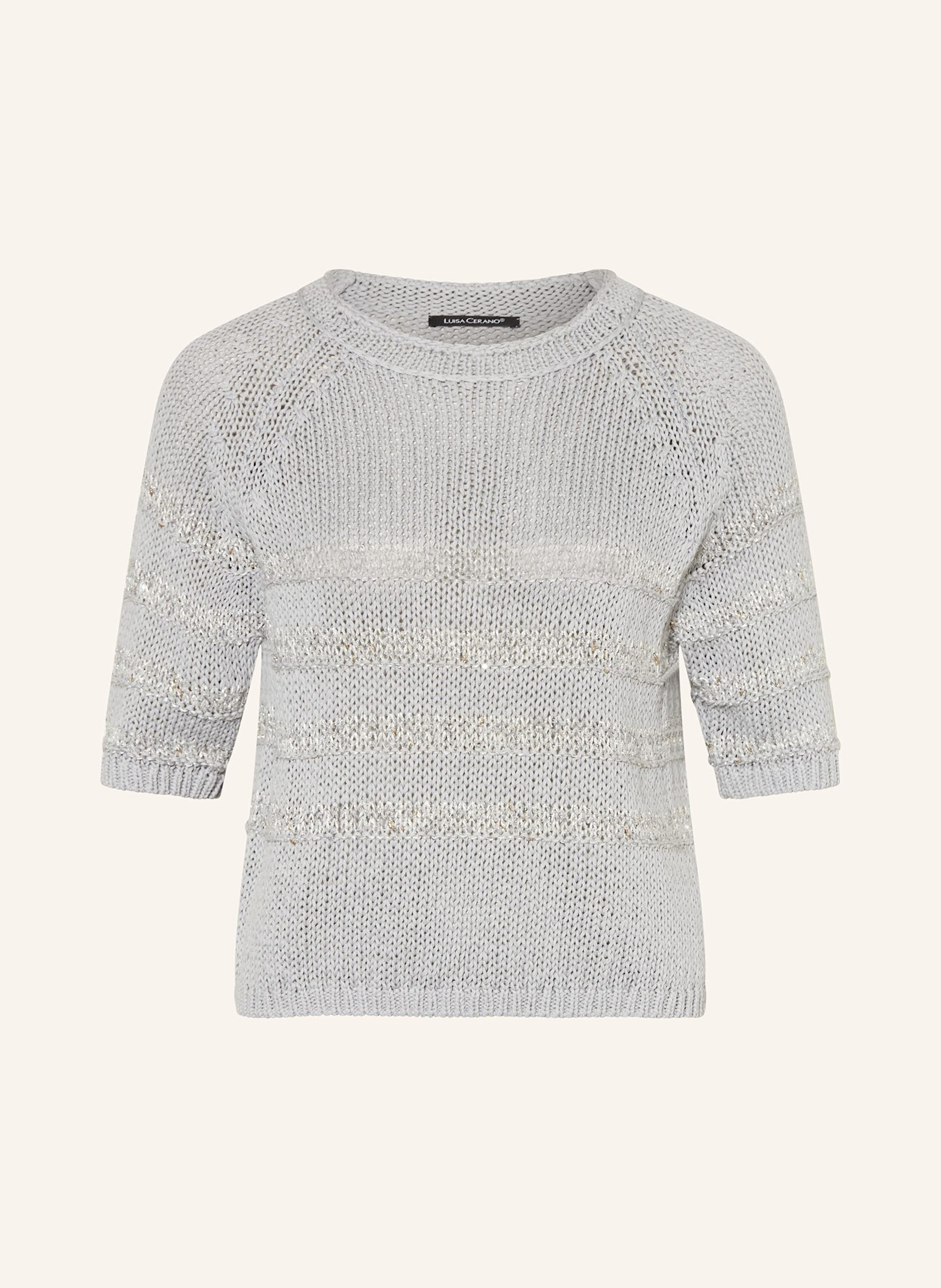 LUISA CERANO Strickshirt mit Leinen und Glitzergarn: SILBER / GRAU