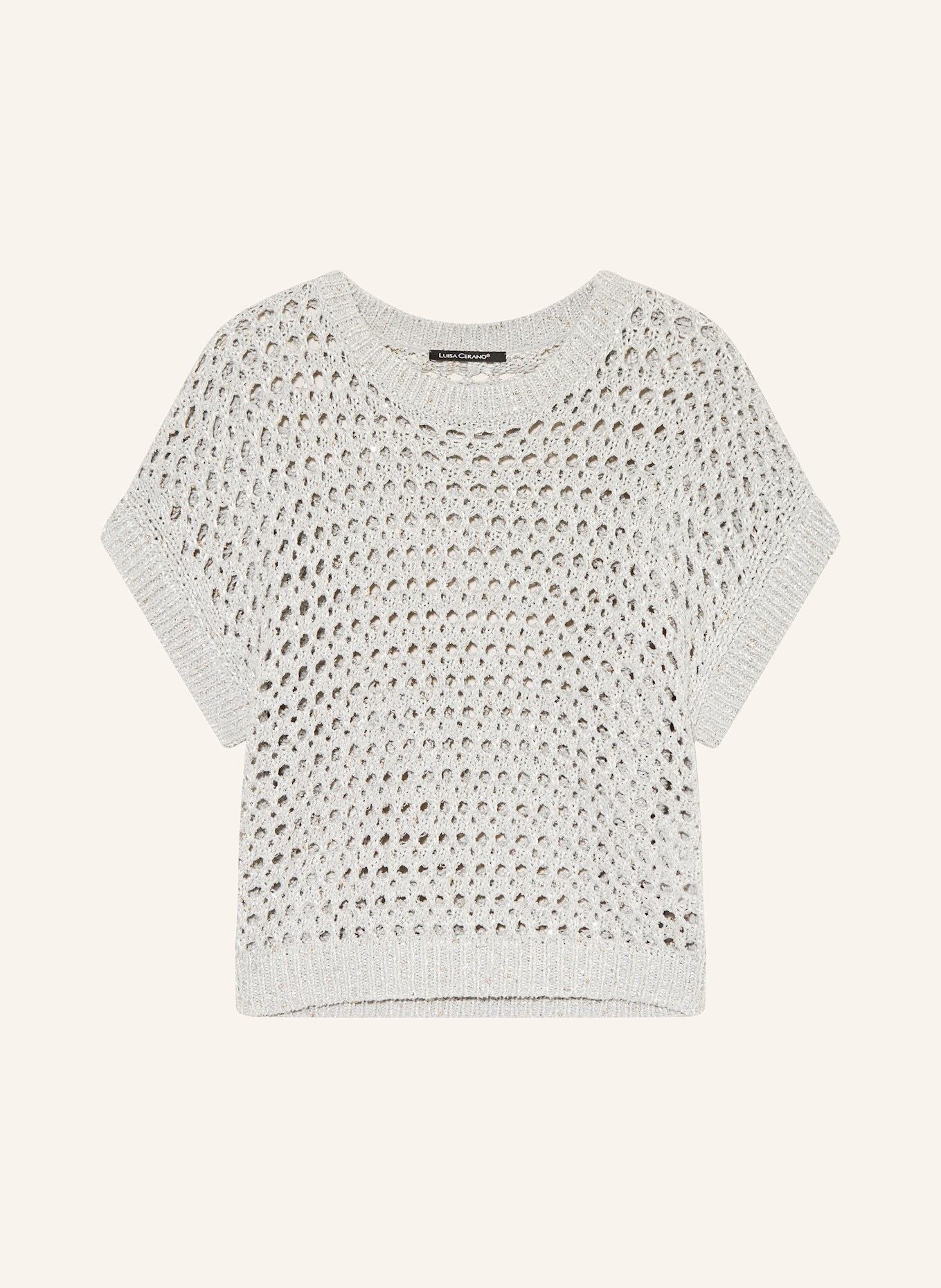 LUISA CERANO Úpletové tričko s flitry: STŘÍBRNÁ / ŠEDÁ