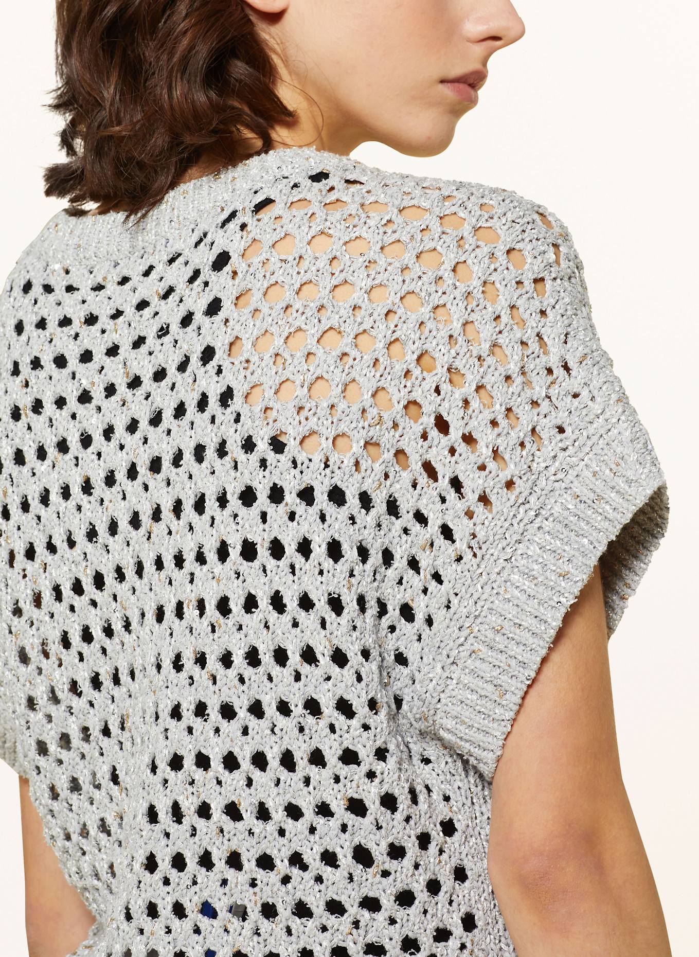 LUISA CERANO Úpletové tričko s flitry: STŘÍBRNÁ / ŠEDÁ