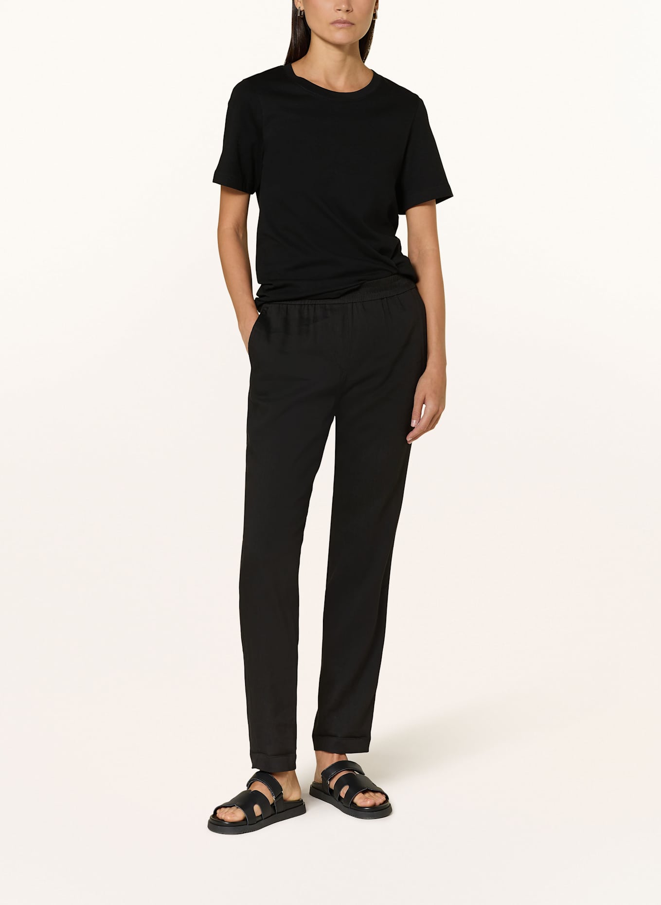 MARC CAIN Hose RHODOS mit Leinen: 900 BLACK