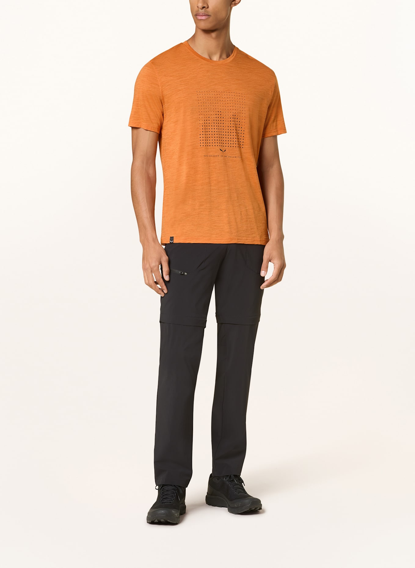 SALEWA T-shirt EAGLE DOTTED z wełny merino: POMARAŃCZOWY