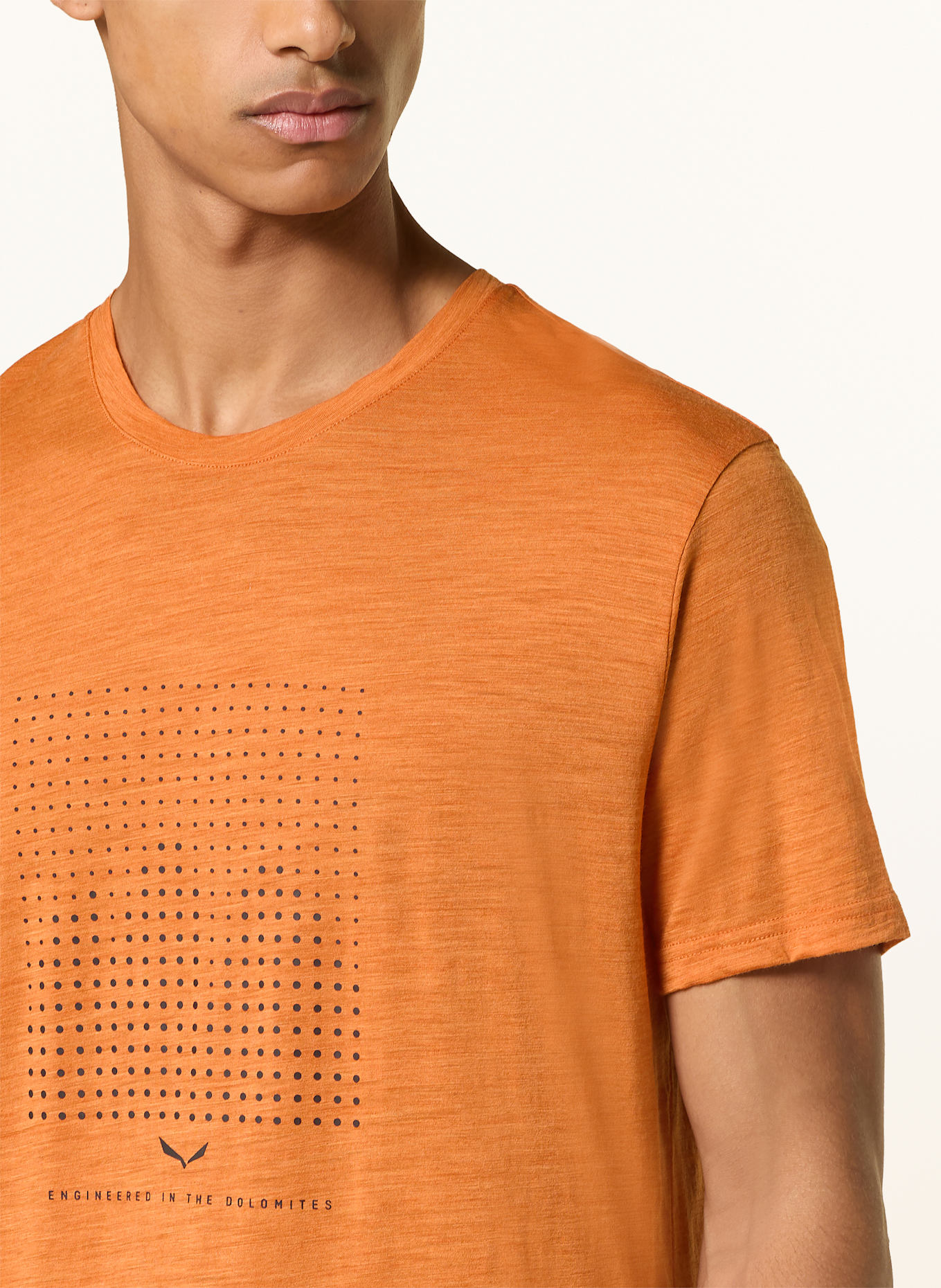 SALEWA T-shirt EAGLE DOTTED z wełny merino: POMARAŃCZOWY