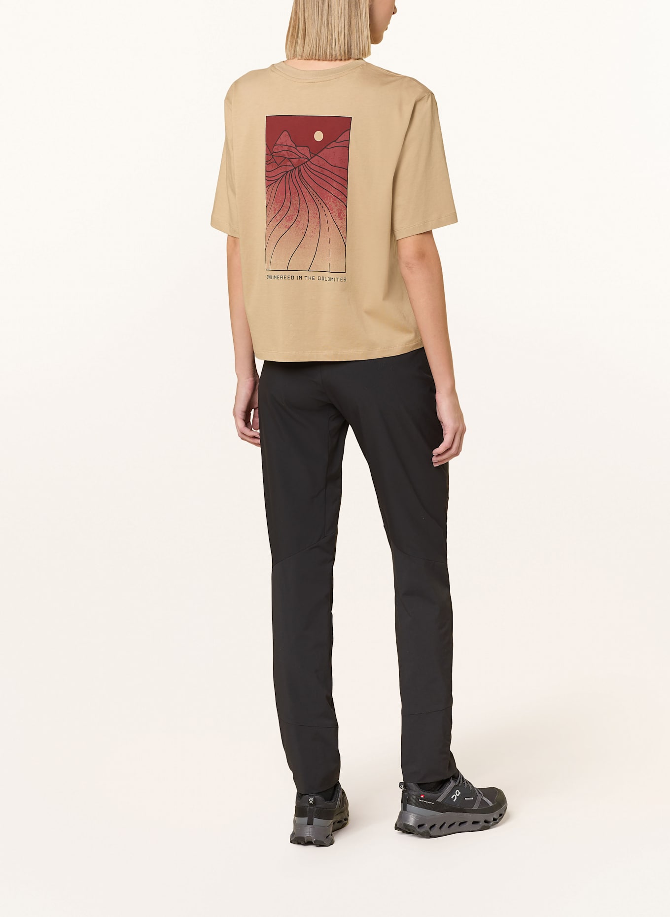 SALEWA T-Shirt EAGLE SUNSET: HELLBRAUN/ DUNKELROT