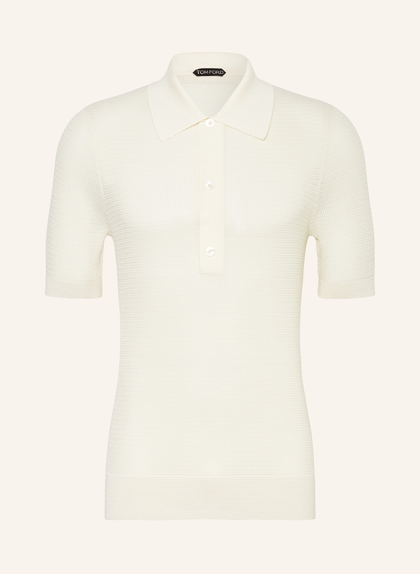 TOM FORD Strick-Poloshirt mit Seide: CREME