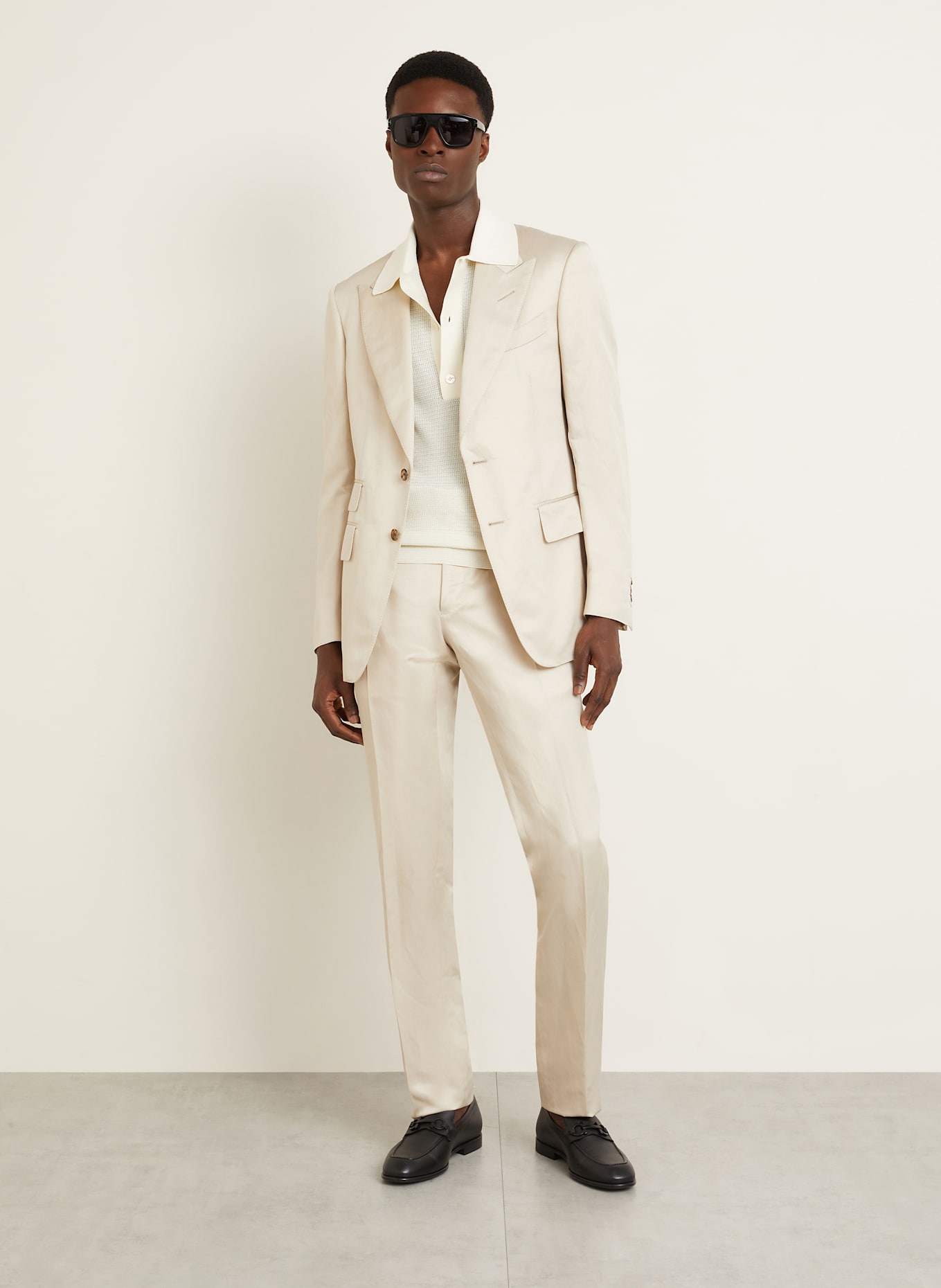 TOM FORD Strick-Poloshirt mit Seide: CREME