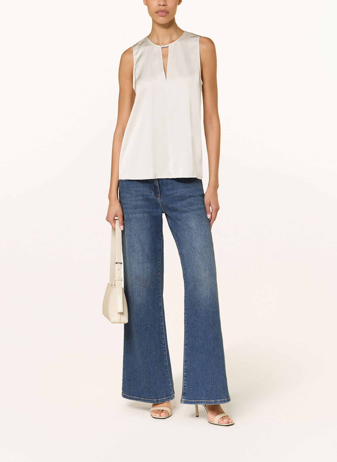 Calvin Klein Blouse top in satin with cut-out: CREAM