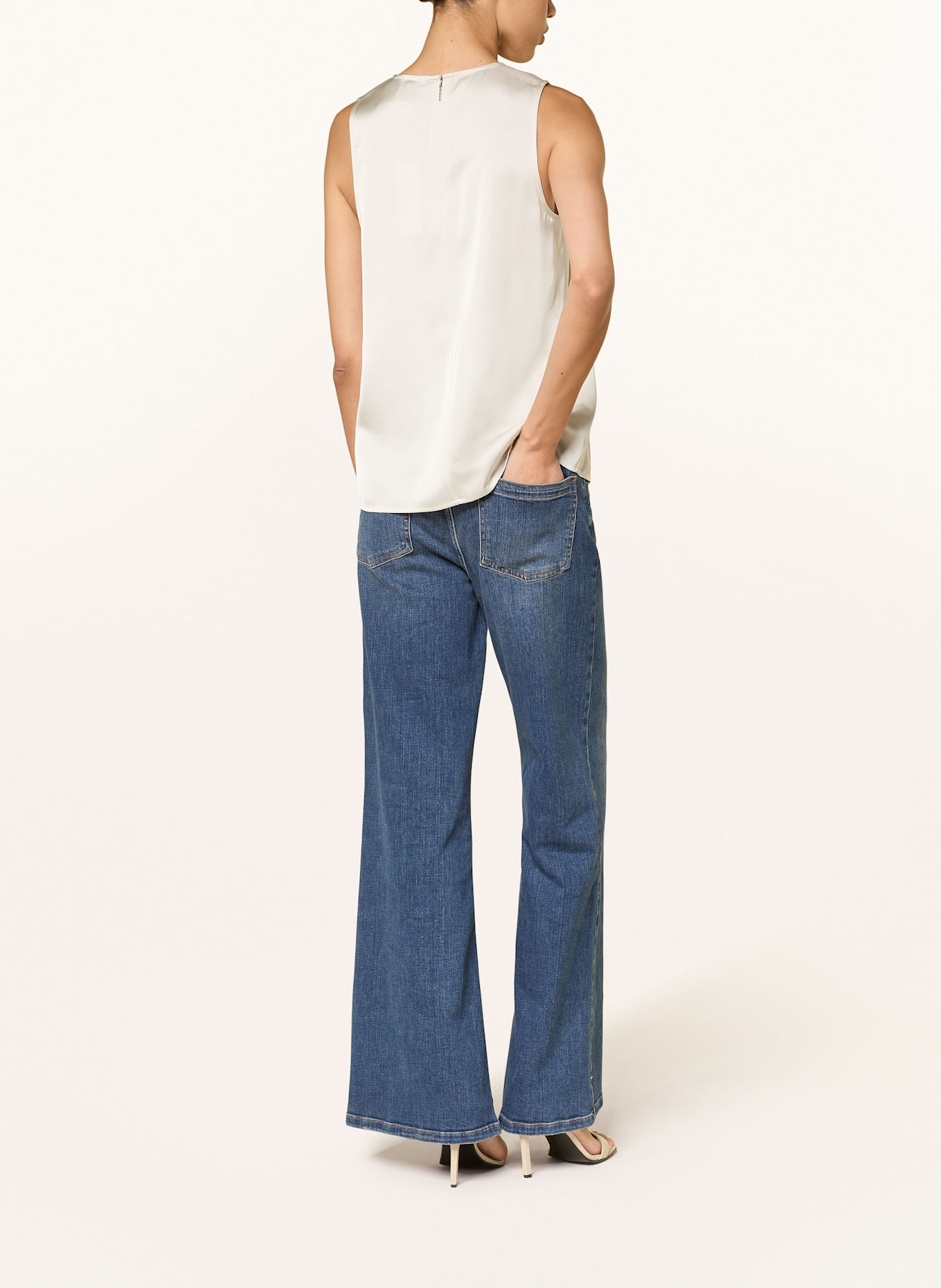 Calvin Klein Blouse top in satin with cut-out: CREAM