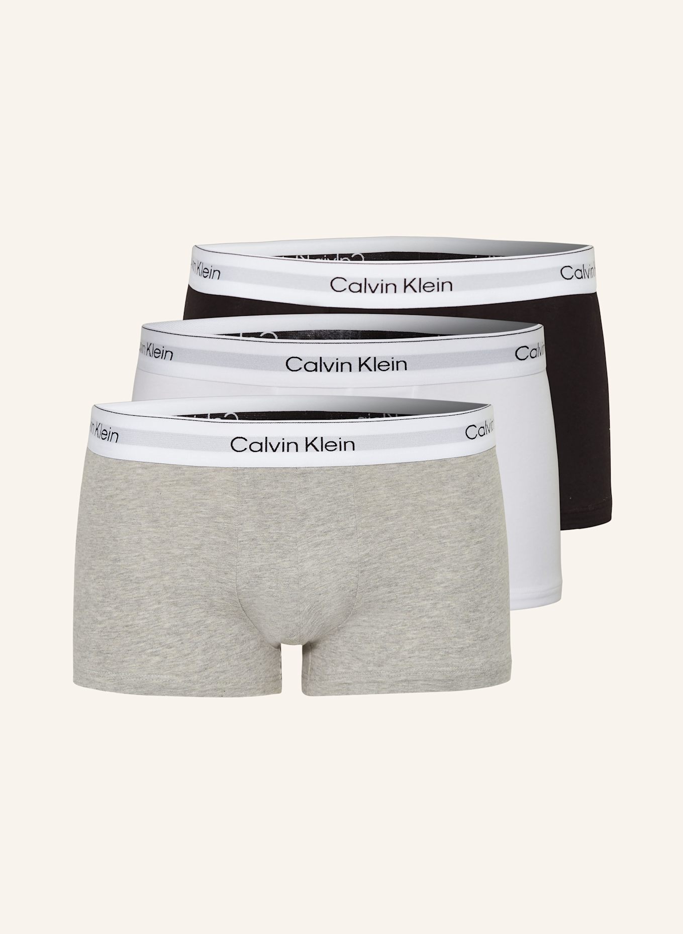 Calvin Klein 3er-Pack Boxershorts ICON COTTON STRETCH Low Rise, Farbe: SCHWARZ/ WEISS/ GRAU (Bild 1)