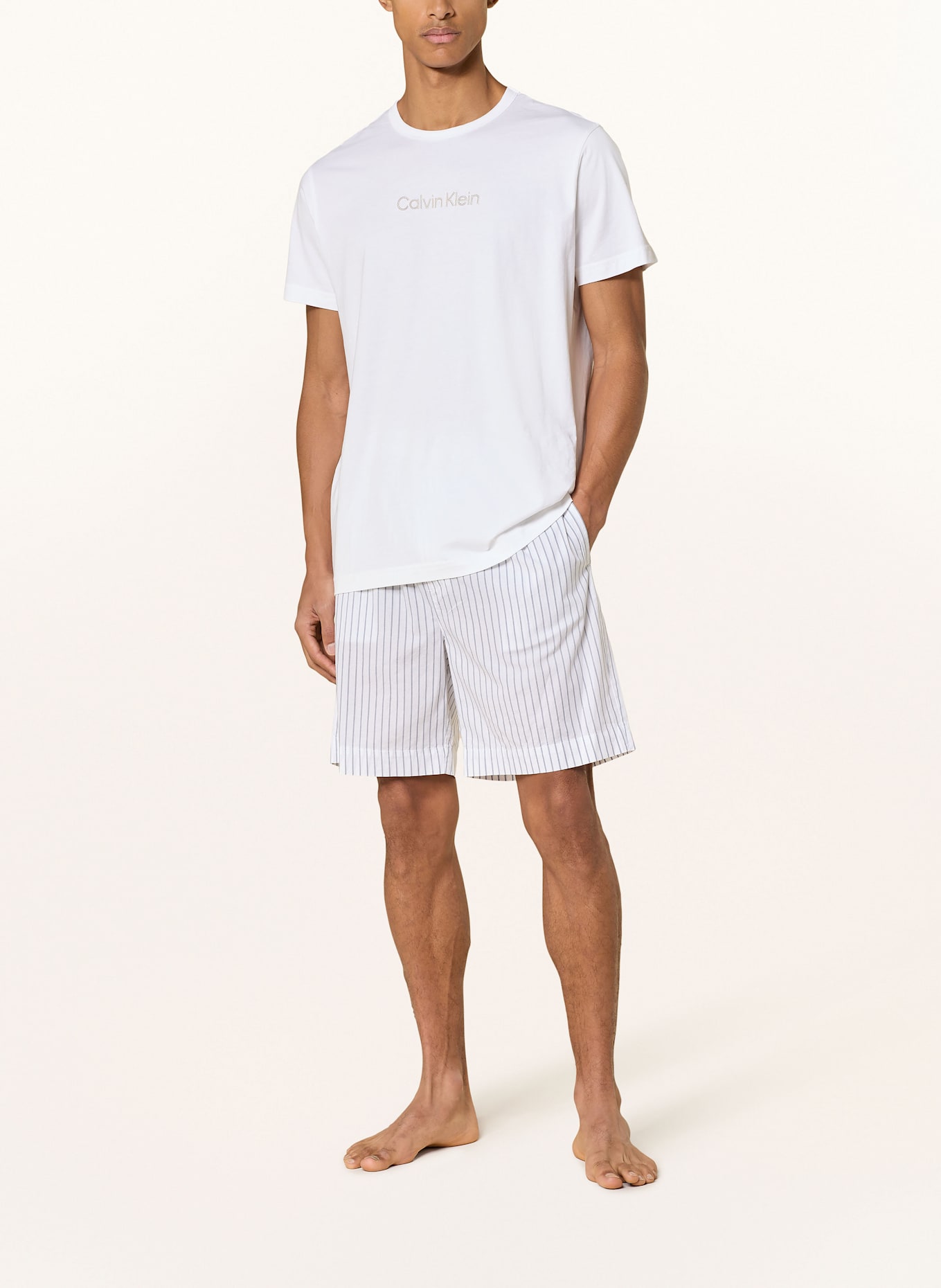 Calvin Klein Schlafshorts: WEISS / GRAU