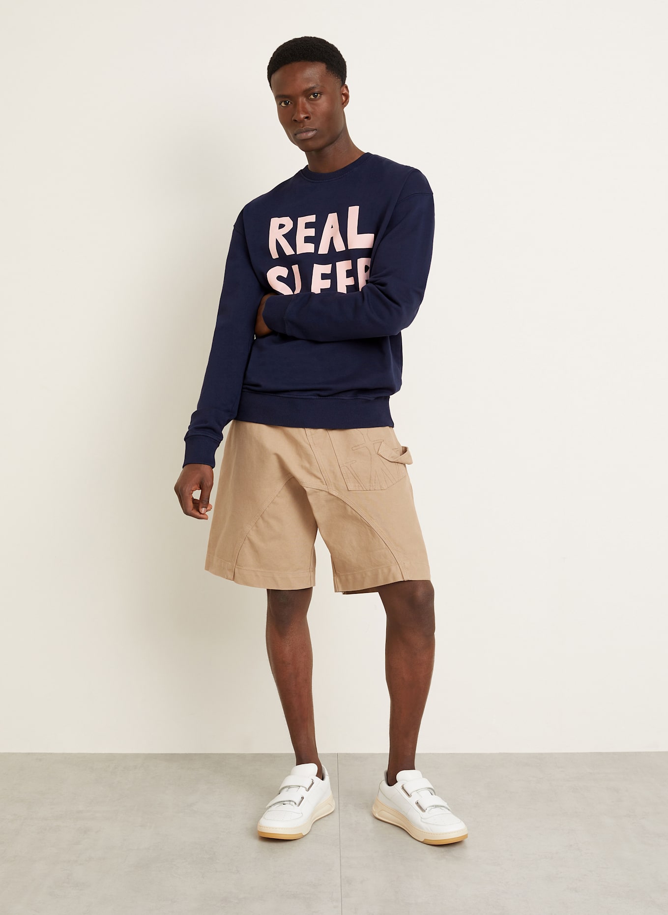 JW ANDERSON Sweatshirt: DARK BLUE / LIGHT PINK