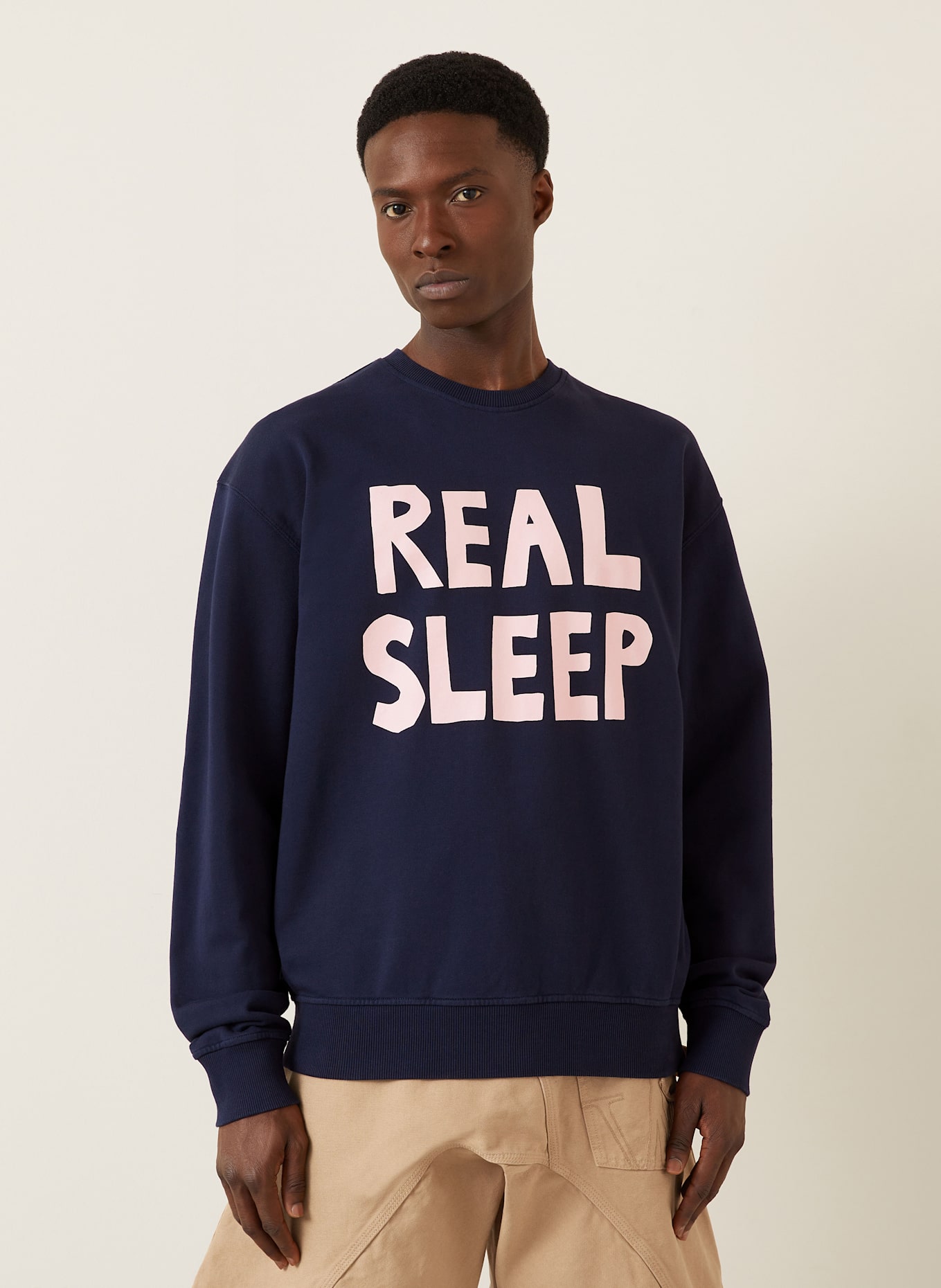 JW ANDERSON Sweatshirt: DARK BLUE / LIGHT PINK