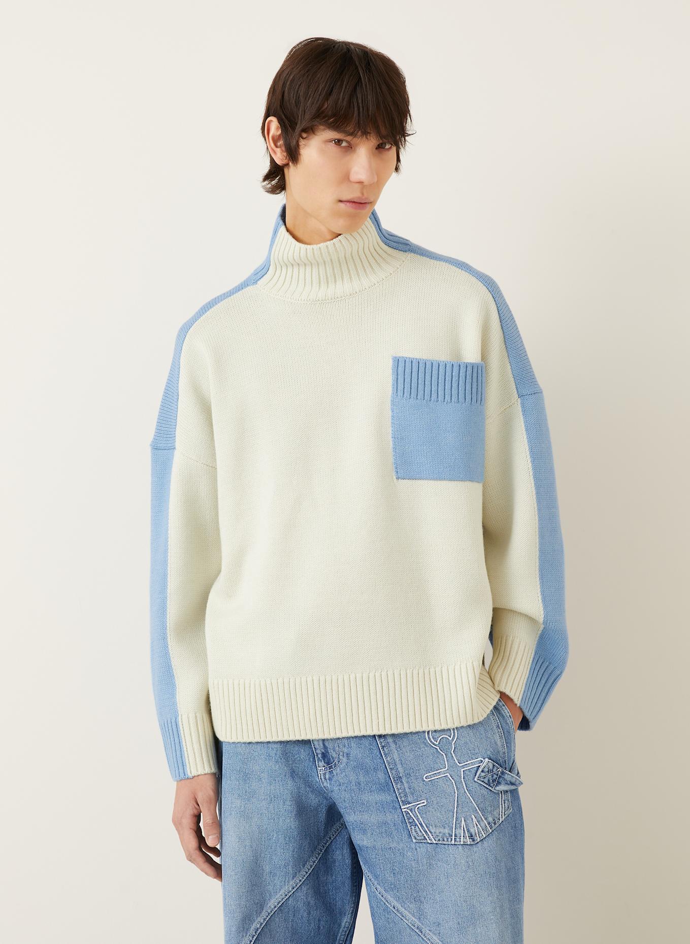 JW ANDERSON Turtleneck sweater: ECRU / LIGHT BLUE