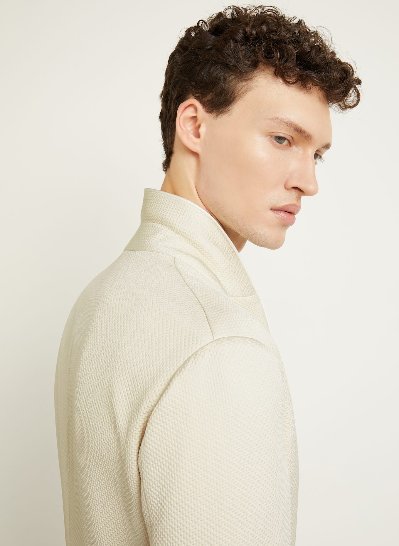 GIORGIO ARMANI Tailored jacket extra slim fit with silk: ECRU