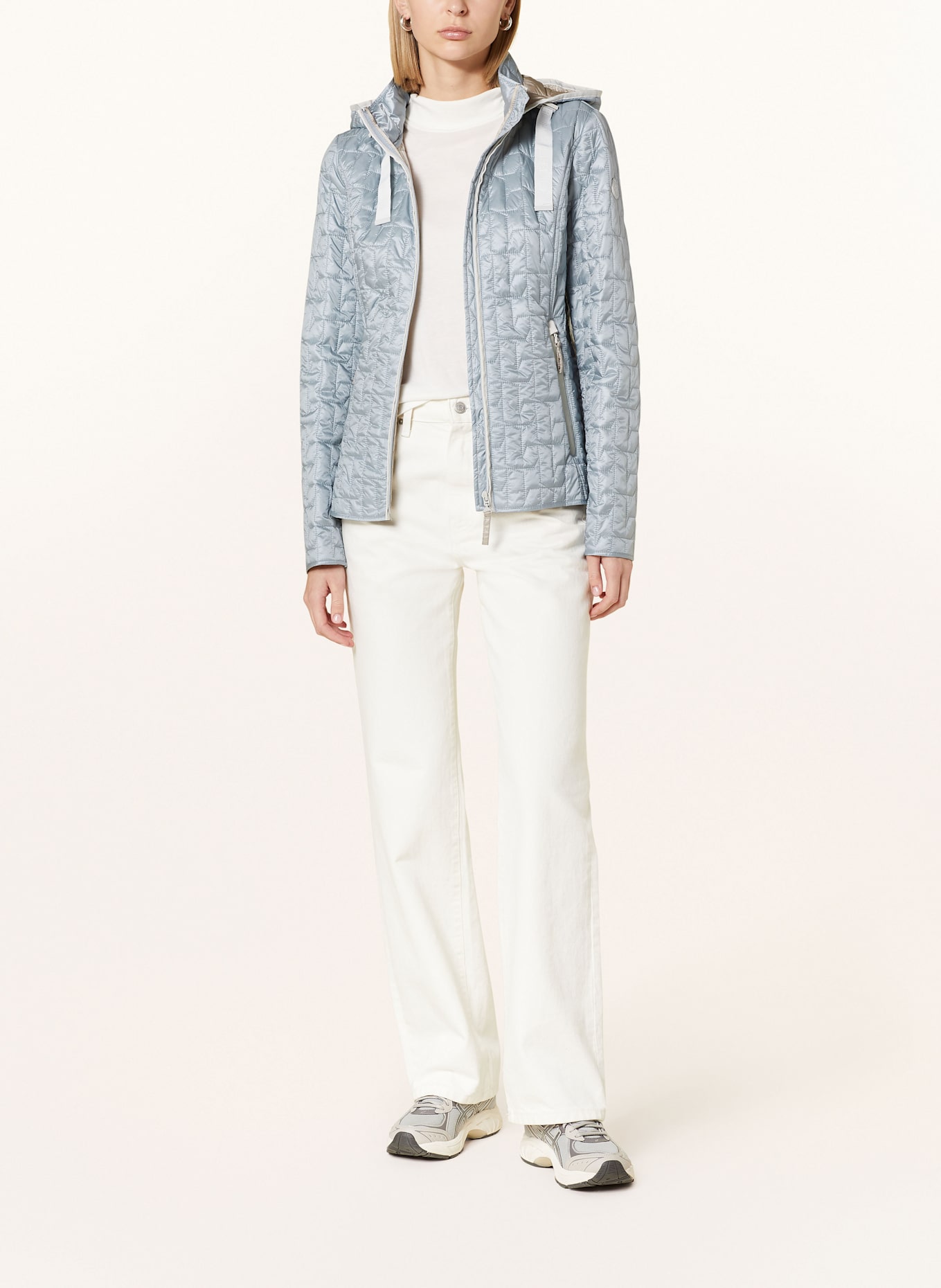 GIL BRET Steppjacke mit abnehmbarer Kapuze: BLAUGRAU