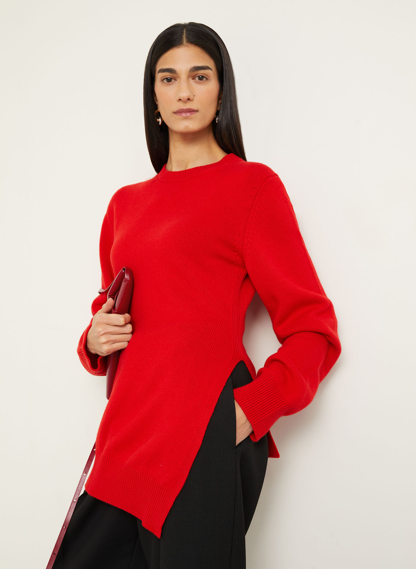JIL SANDER Sweter z dodatkiem kaszmiru: CZERWONY (Obrazek 5)