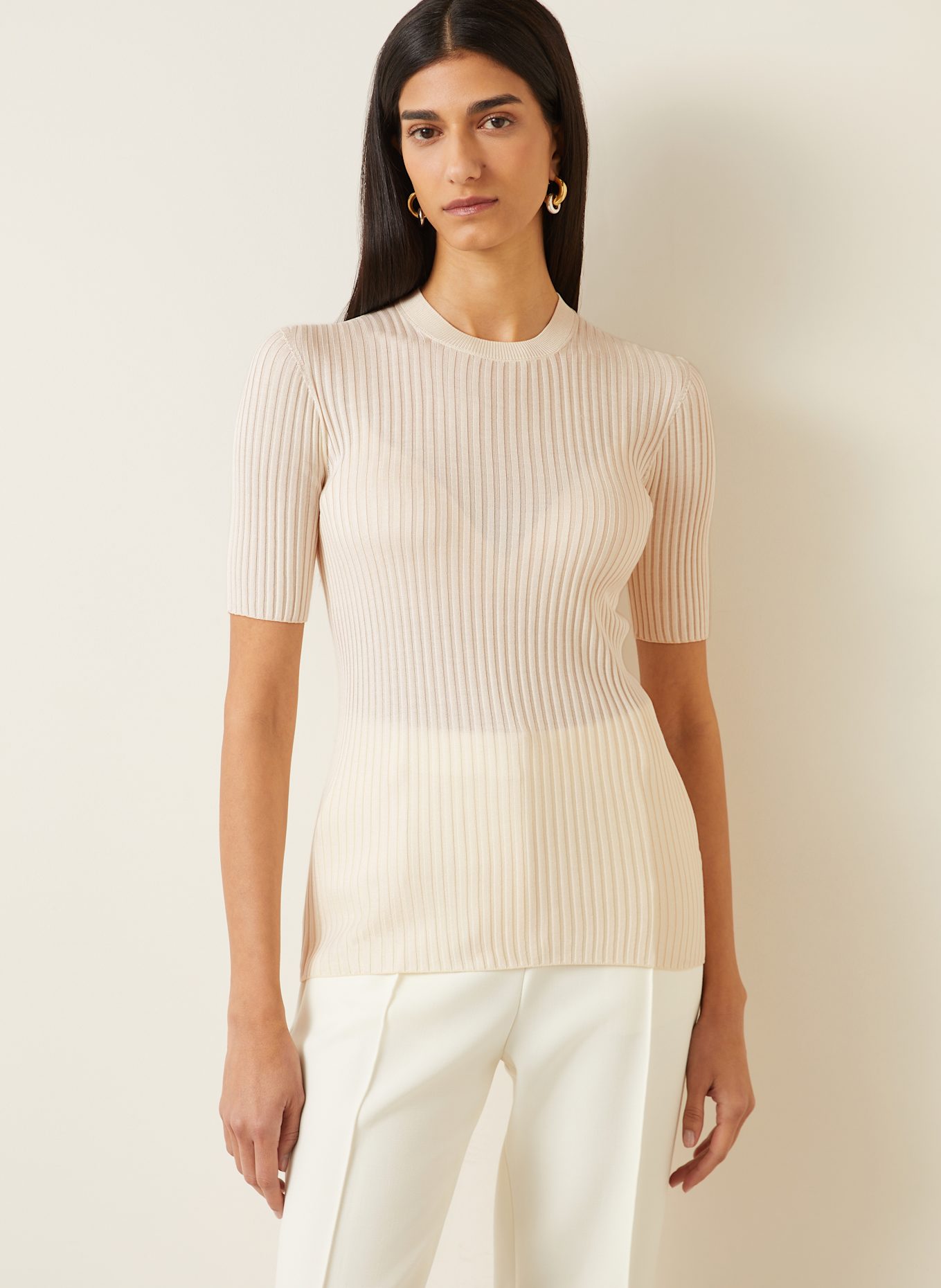 JIL SANDER Strickshirt aus Seide: WEISS
