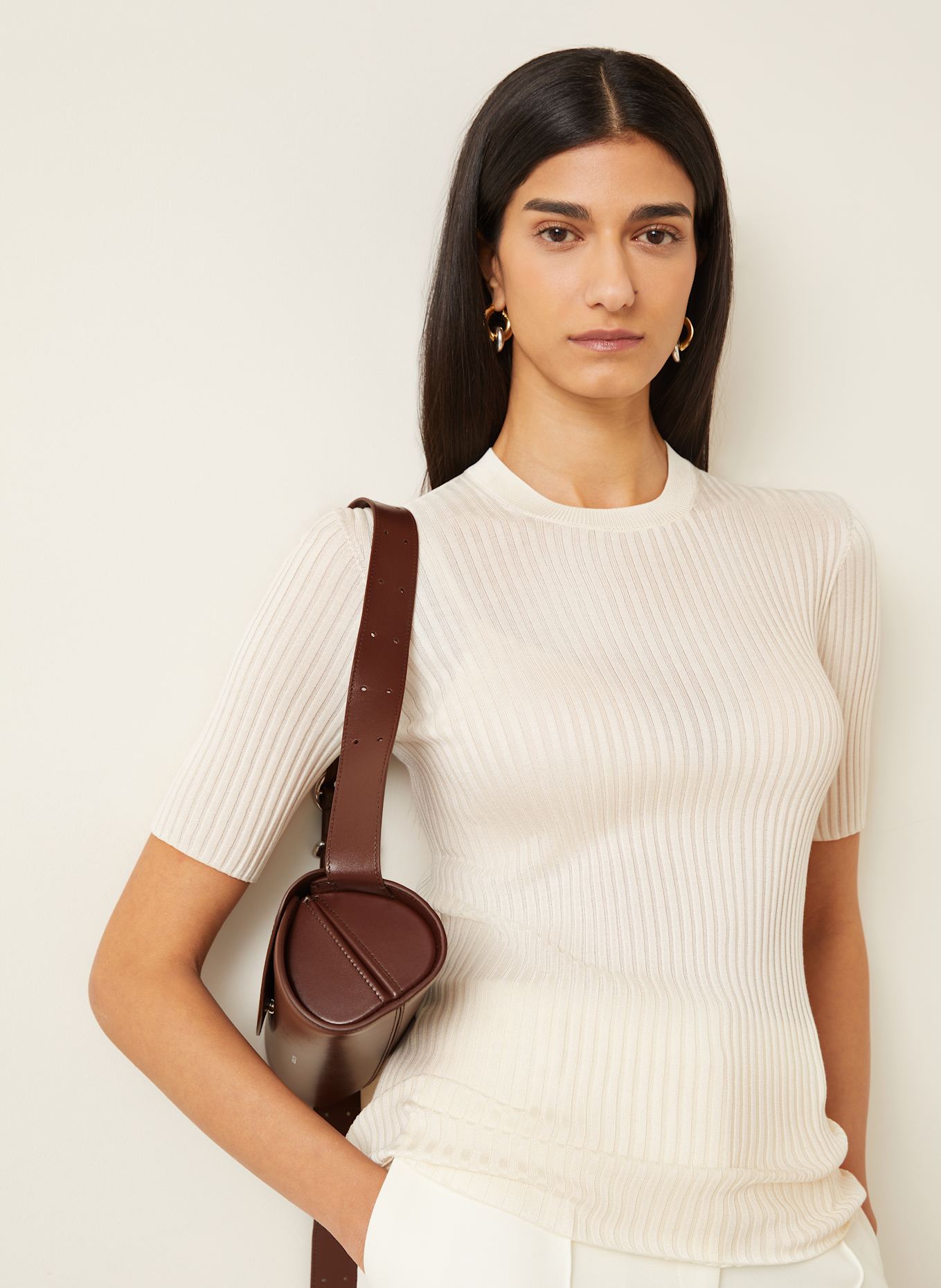 JIL SANDER Strickshirt aus Seide: WEISS