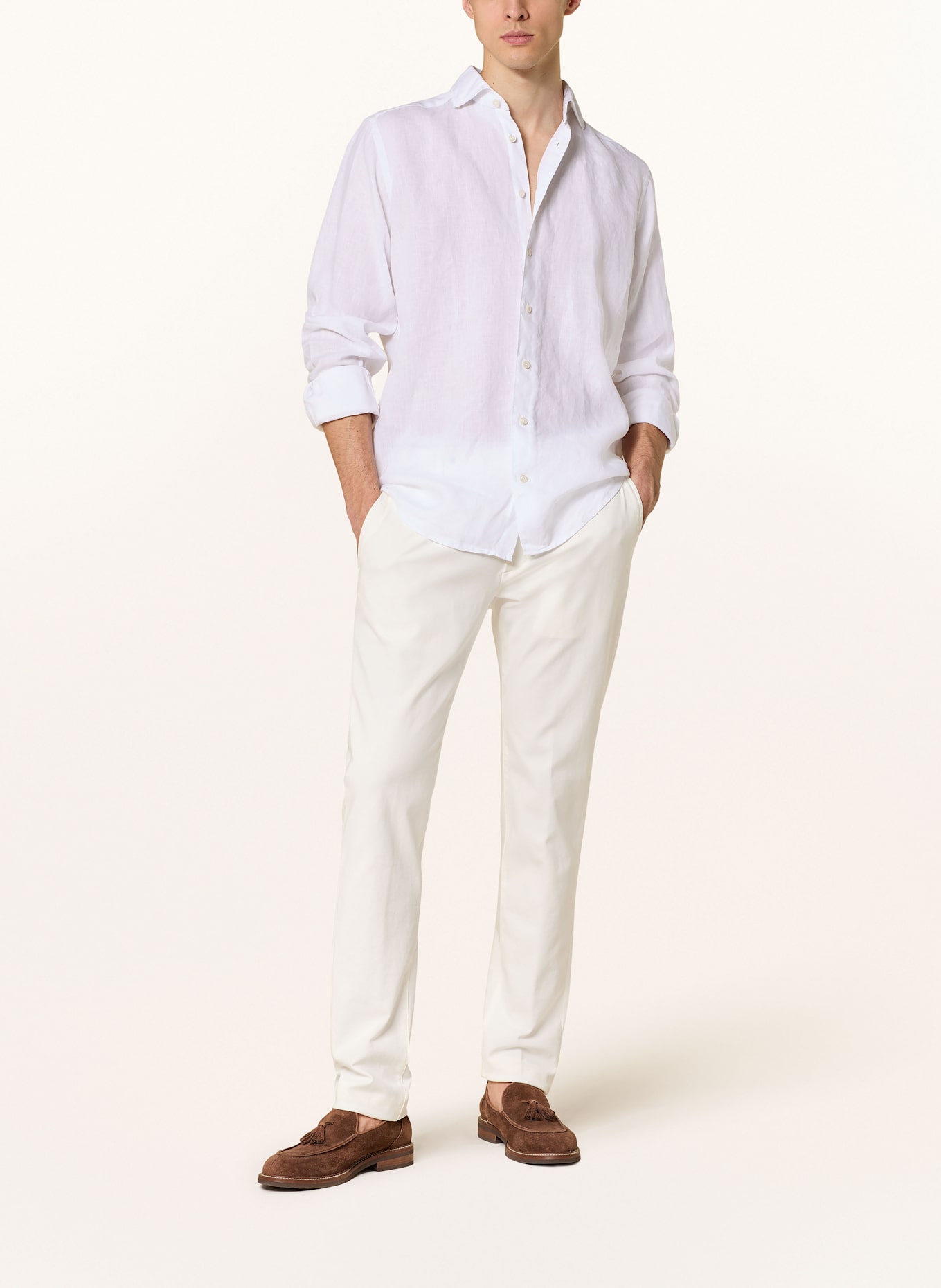 ETON Chemise en lin coupe contemporaine: BLANC