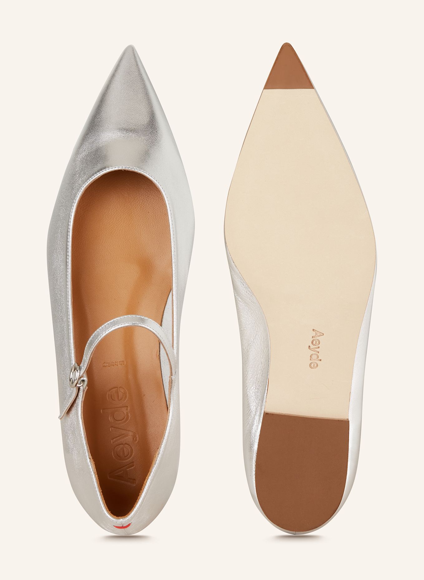 Aeyde Cleo Mary-Janes Flats アイデ メリージェーン Cleo Metallic Leather Mary-Jane Ballet Flats – Aeyde