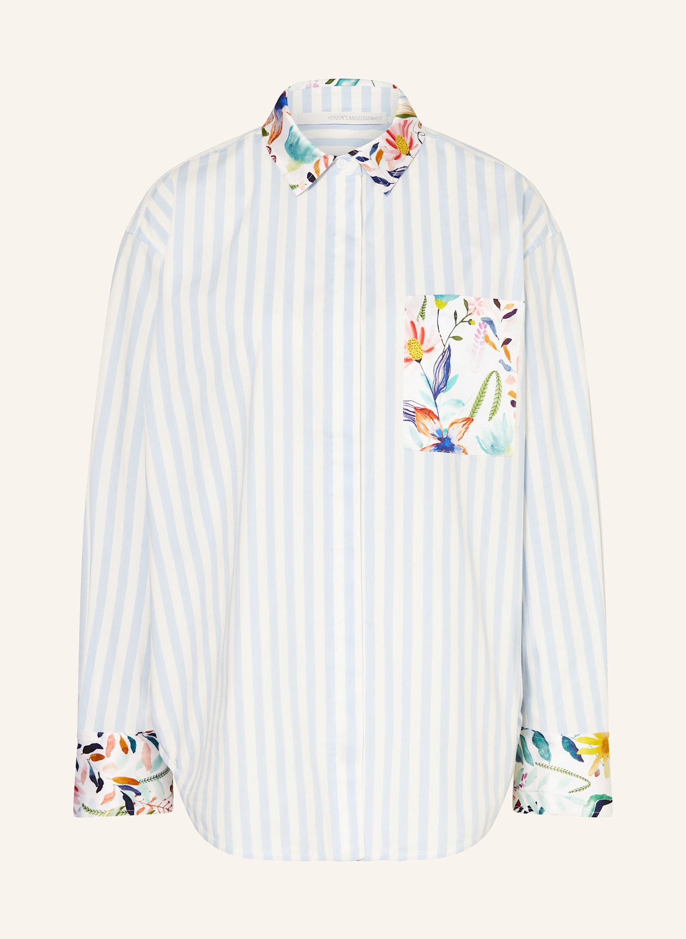 HERZEN'S ANGELEGENHEIT Shirt blouse: WHITE / LIGHT BLUE