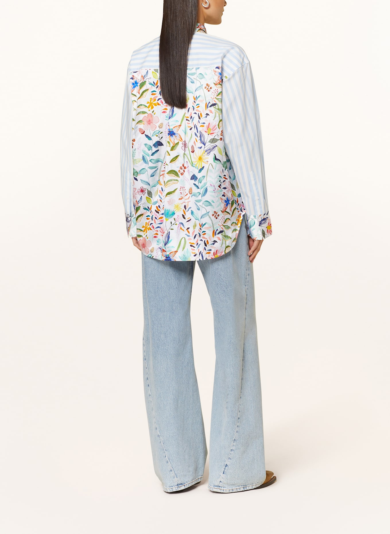 HERZEN'S ANGELEGENHEIT Shirt blouse: WHITE / LIGHT BLUE