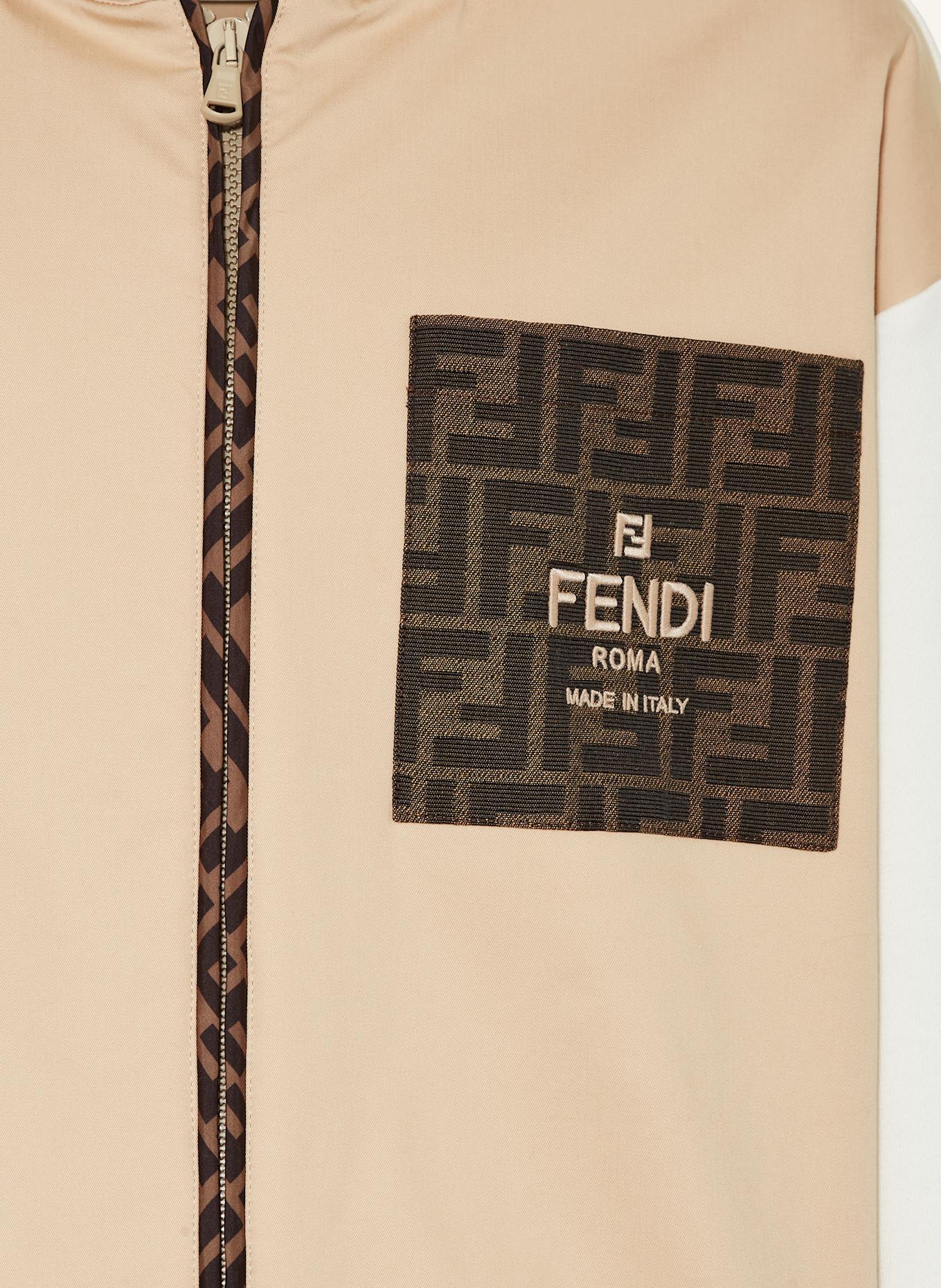 FENDI Jacke im Materialmix: CAMEL/ CREME/ DUNKELBRAUN