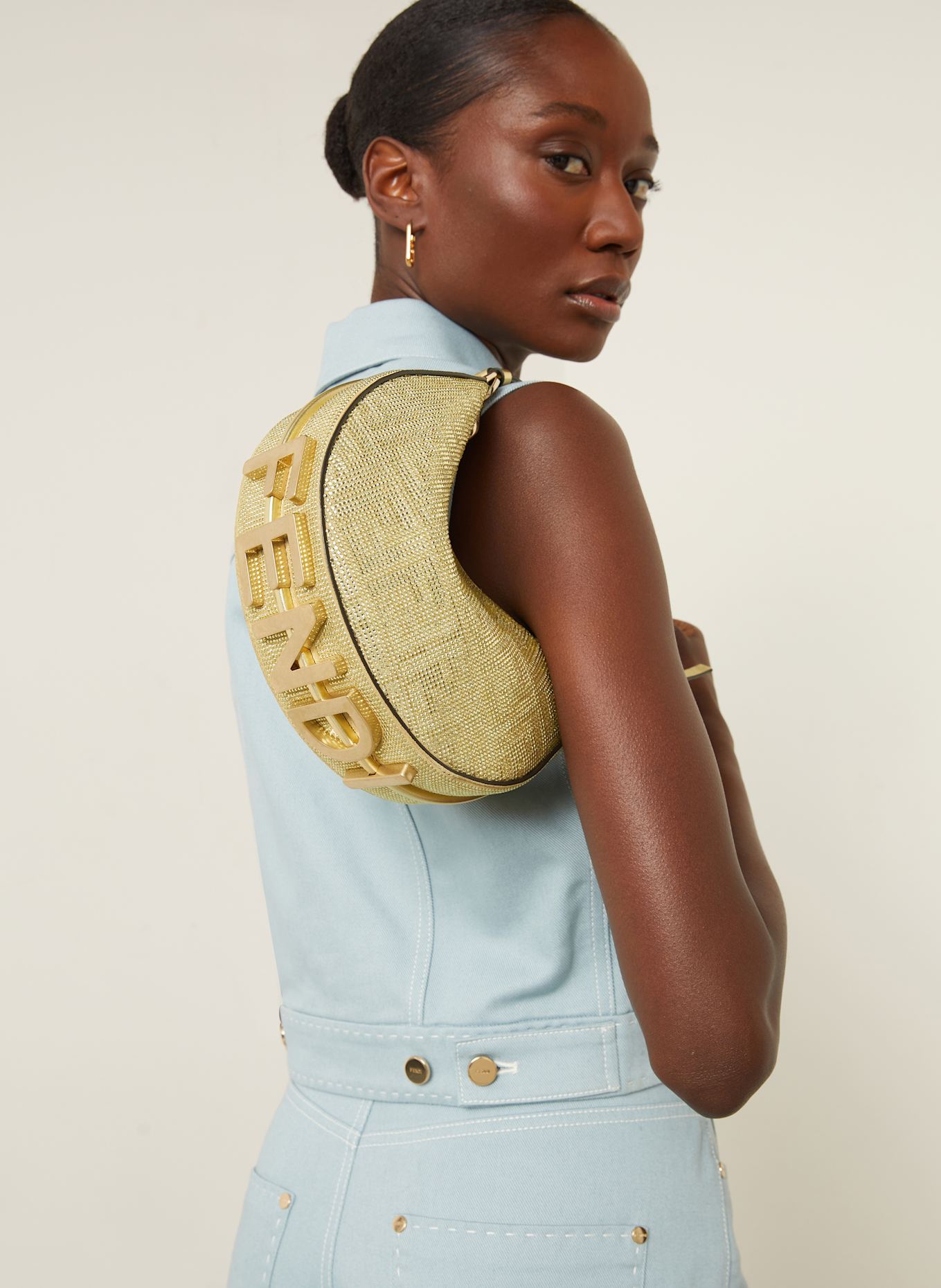 FENDI Handtasche FENDIGRAPHY MINI mit Schmucksteinen: GOLD