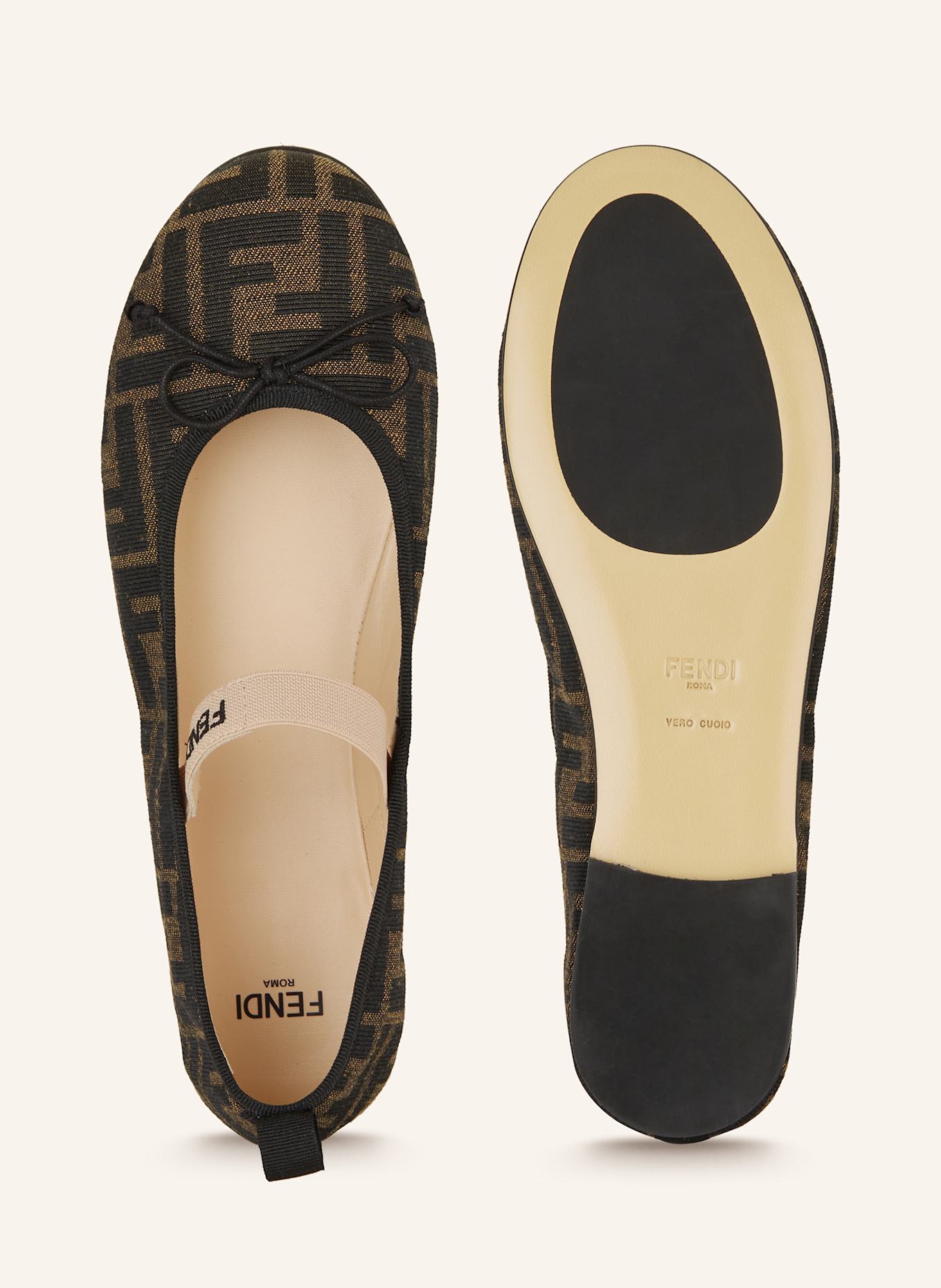 FENDI Mary-Jane-Ballerinas: DUNKELBRAUN/ BRAUN