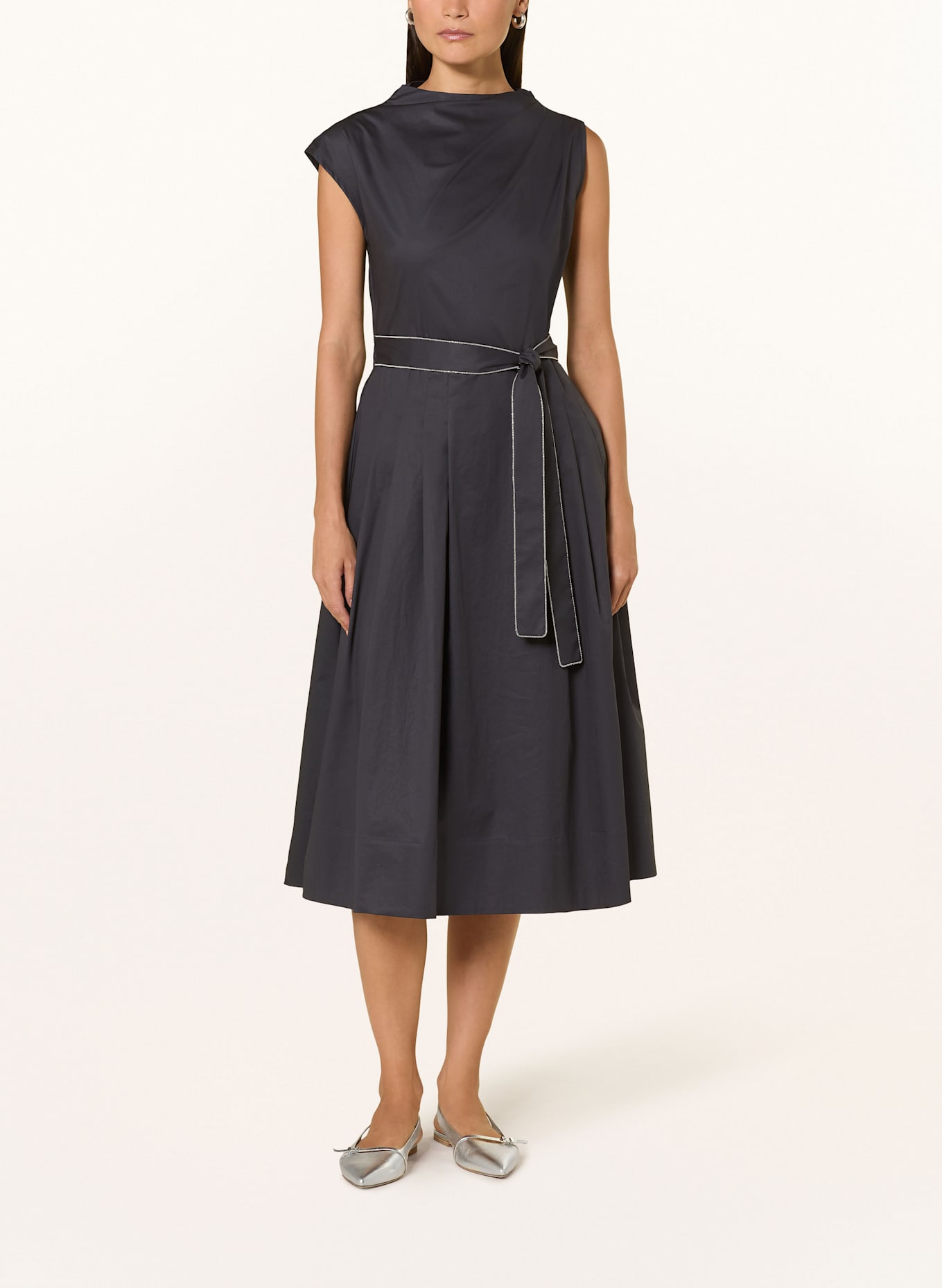 PESERICO Kleid mit Schmuckperlen: DUNKELBLAU