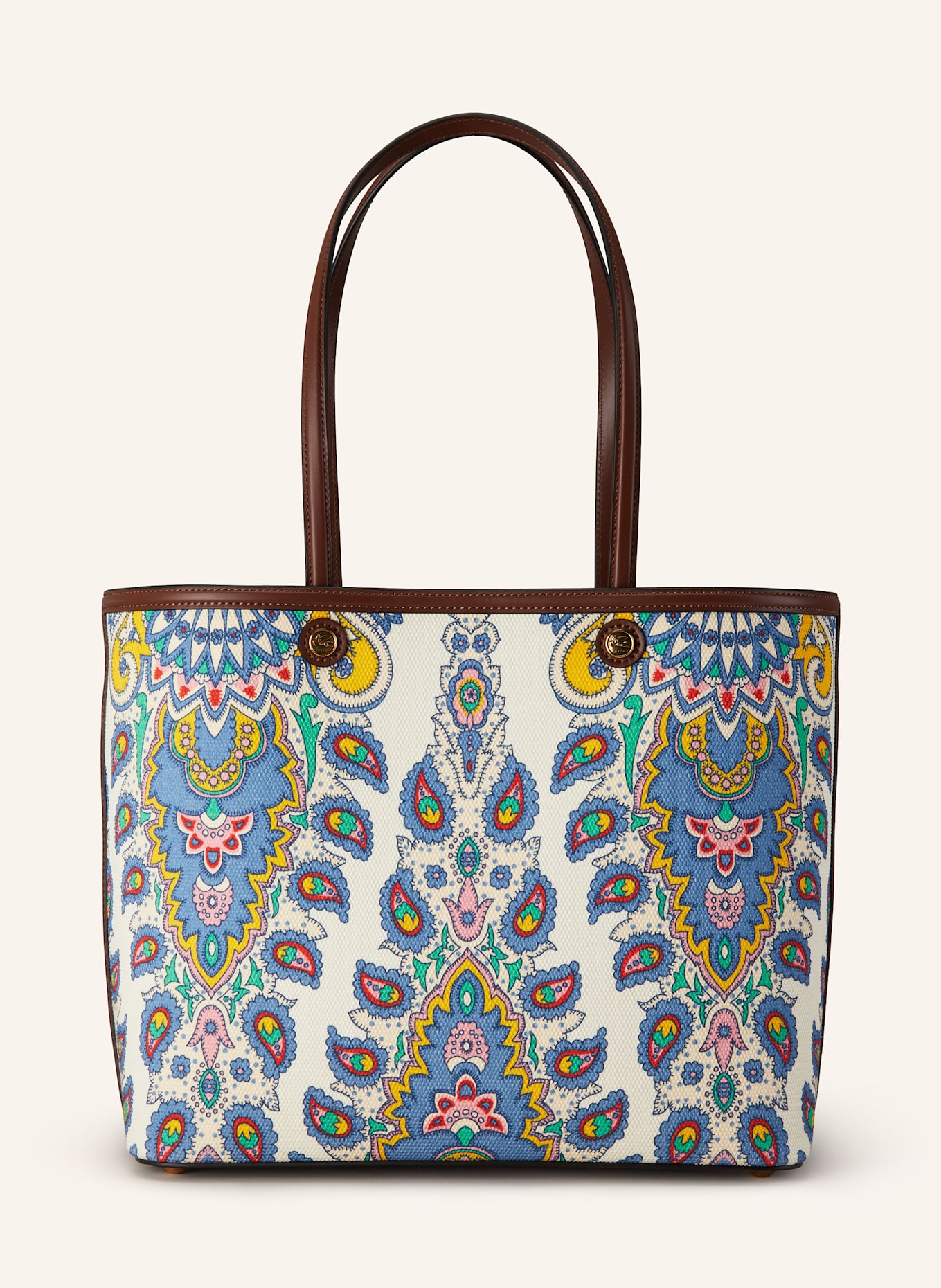 ETRO Shopper mit Pouch: ECRU / BLAU / GELB