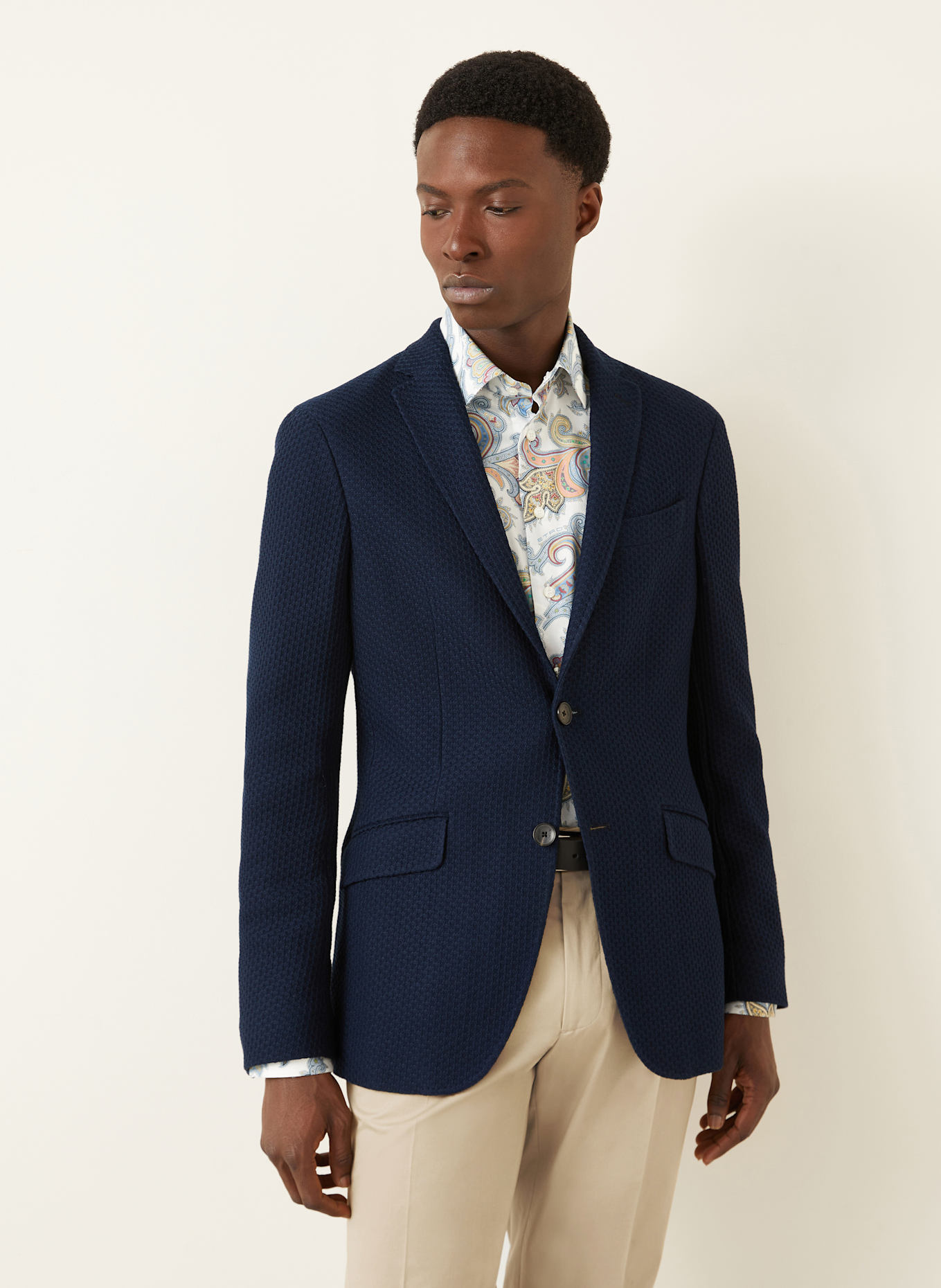 ETRO Marynarka z dzianiny slim fit: GRANATOWY