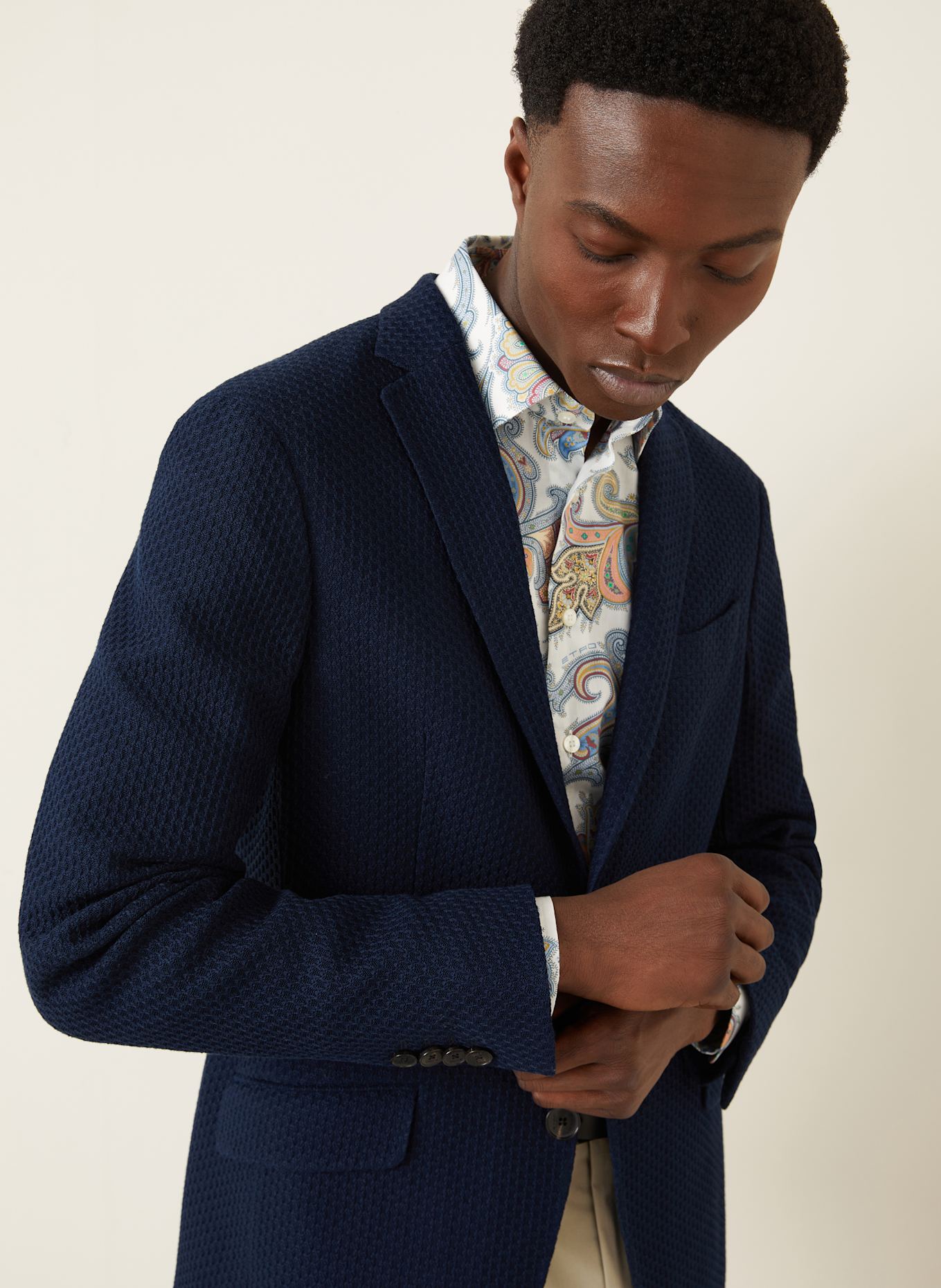 ETRO Marynarka z dzianiny slim fit: GRANATOWY