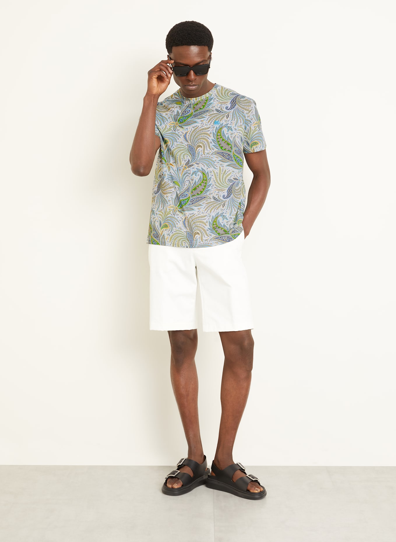 ETRO T-Shirt: BLAU / GRÜN / WEISS