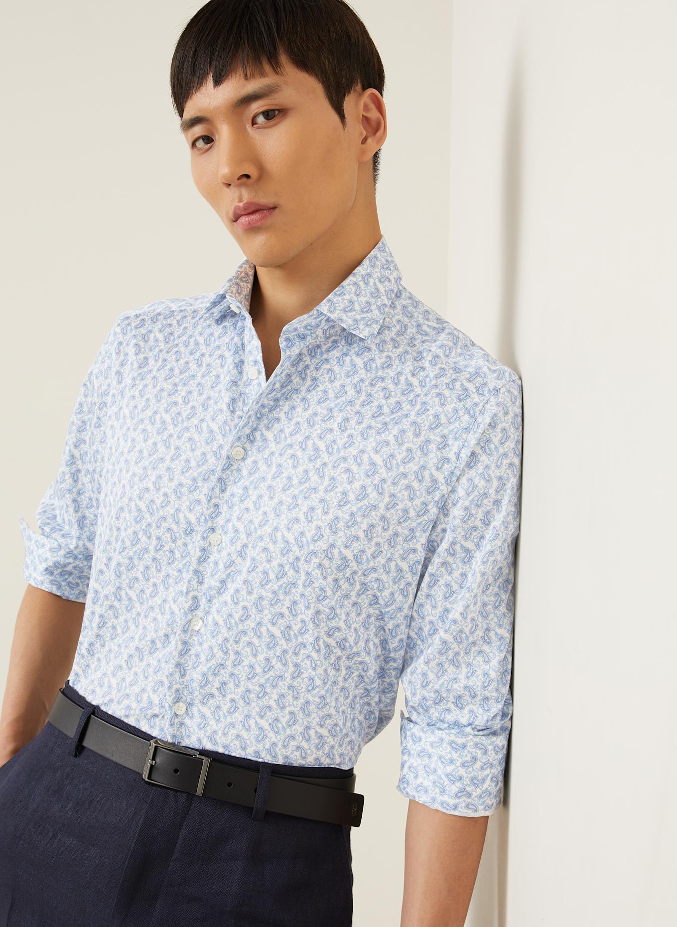 ETRO Hemd Regular Fit: WEISS/ BLAU/ HELLBLAU