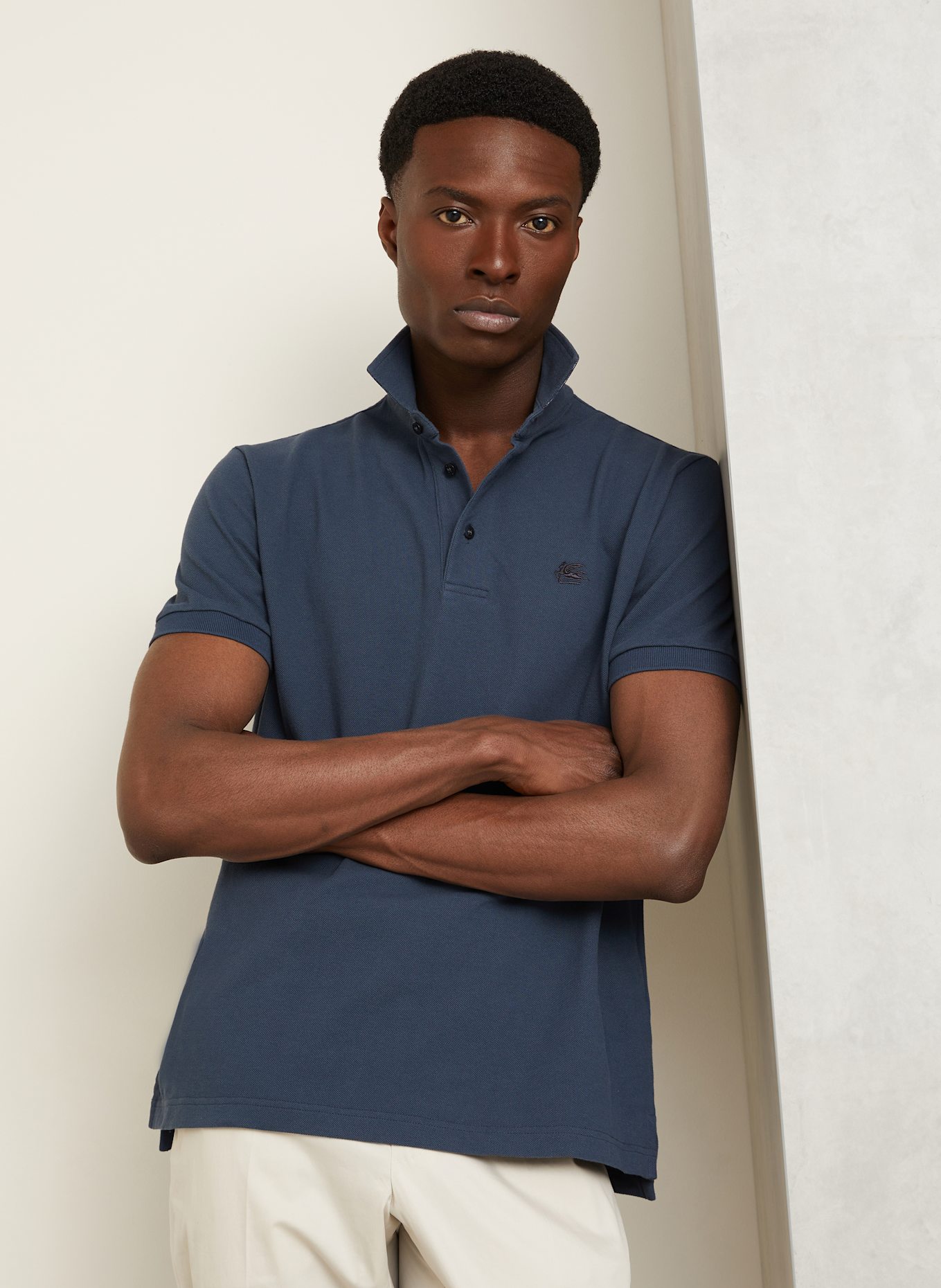 ETRO Piqué-Poloshirt: DUNKELBLAU