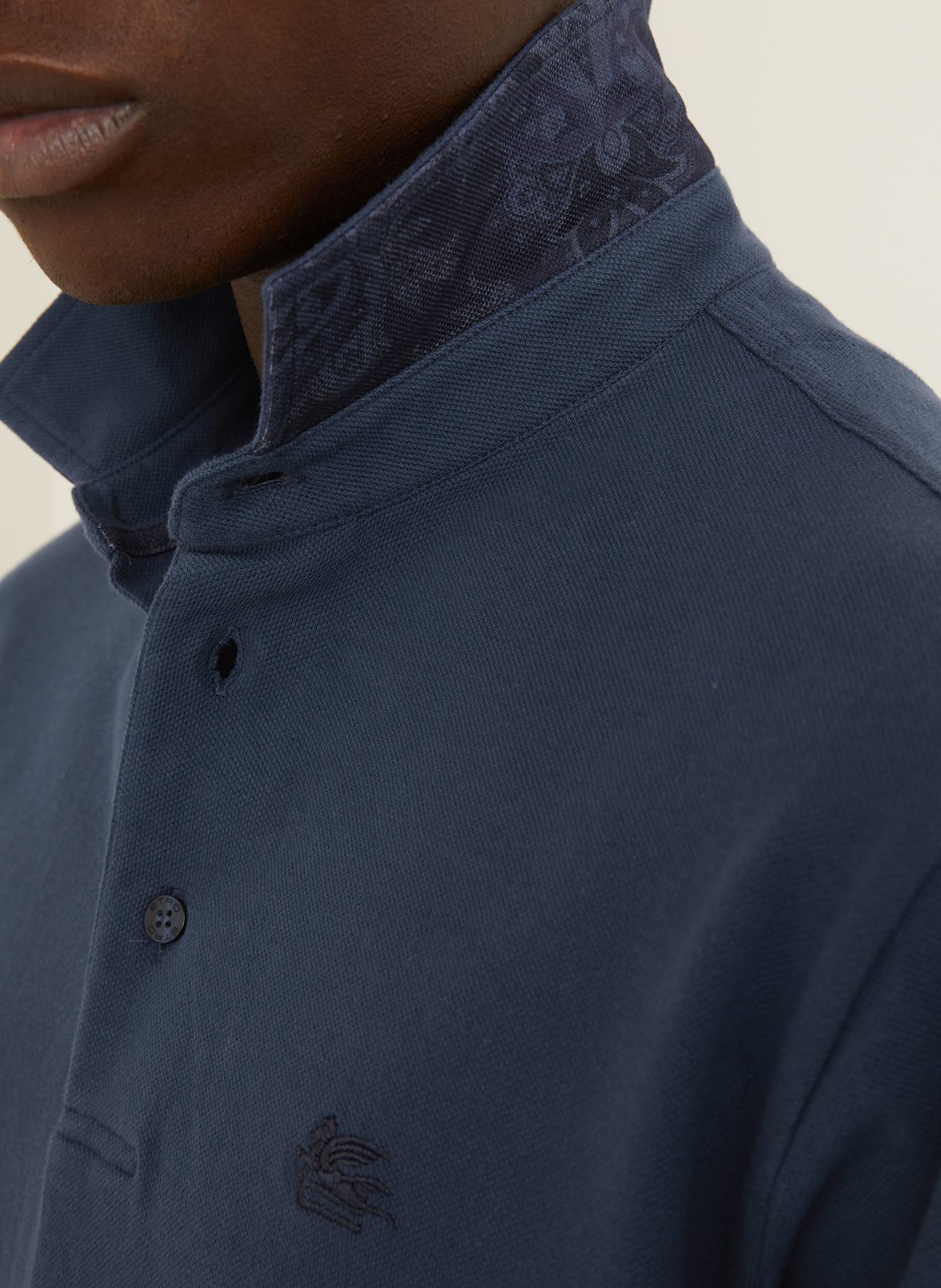 ETRO Piqué-Poloshirt: DUNKELBLAU