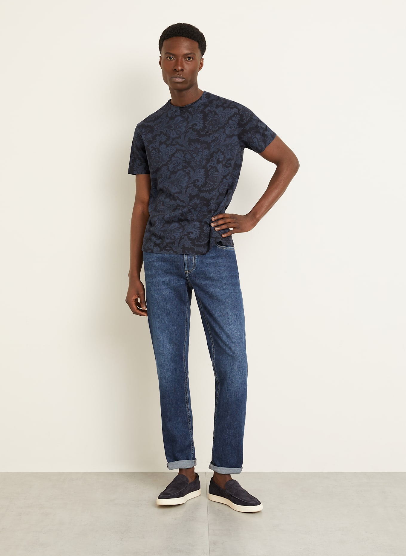 ETRO T-Shirt: DUNKELBLAU / BLAU