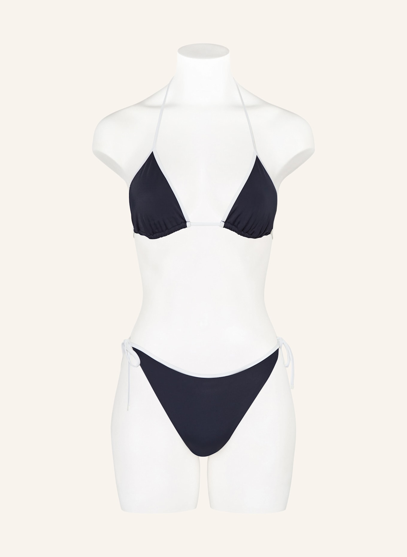 TOMMY HILFIGER Triangel-Bikini-Top: DUNKELBLAU / WEISS