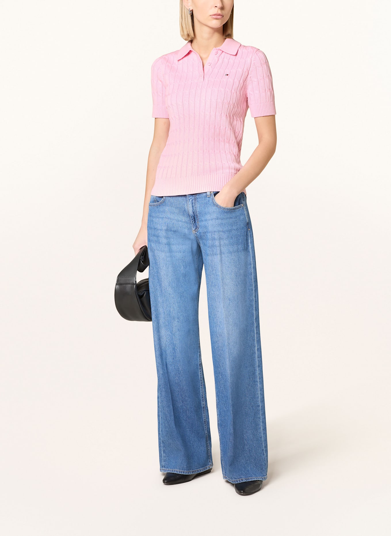 TOMMY HILFIGER Strick-Poloshirt: PINK