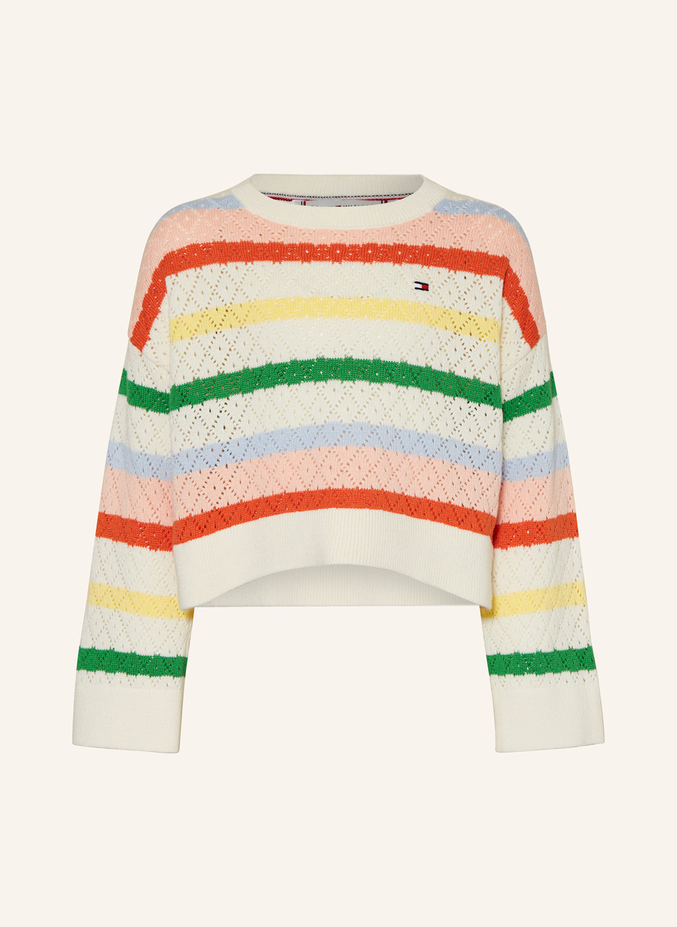 TOMMY HILFIGER Pullover: CREME / ROSA / GRÜN