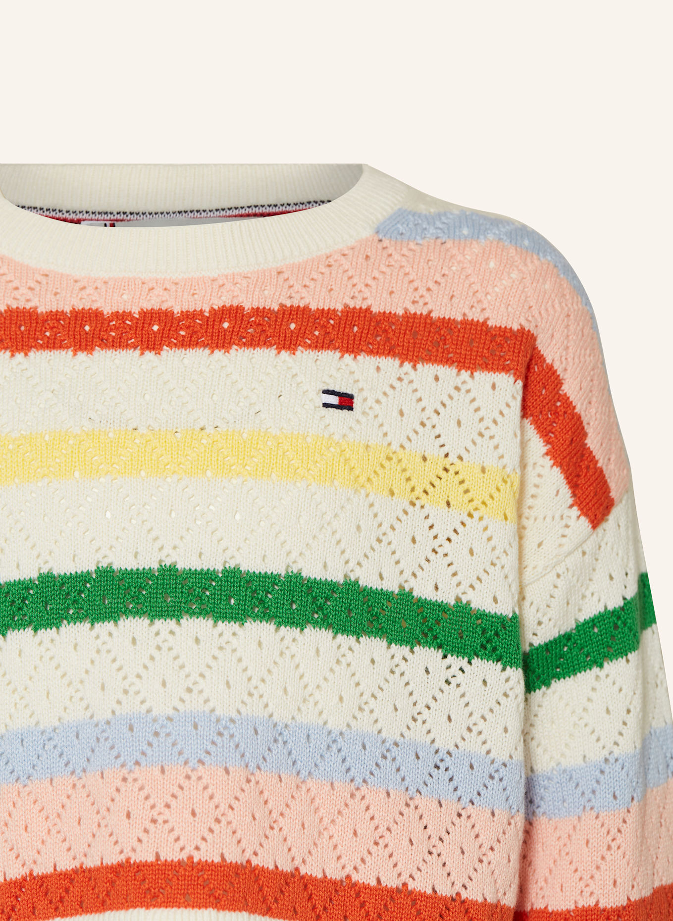 TOMMY HILFIGER Pullover: CREME / ROSA / GRÜN
