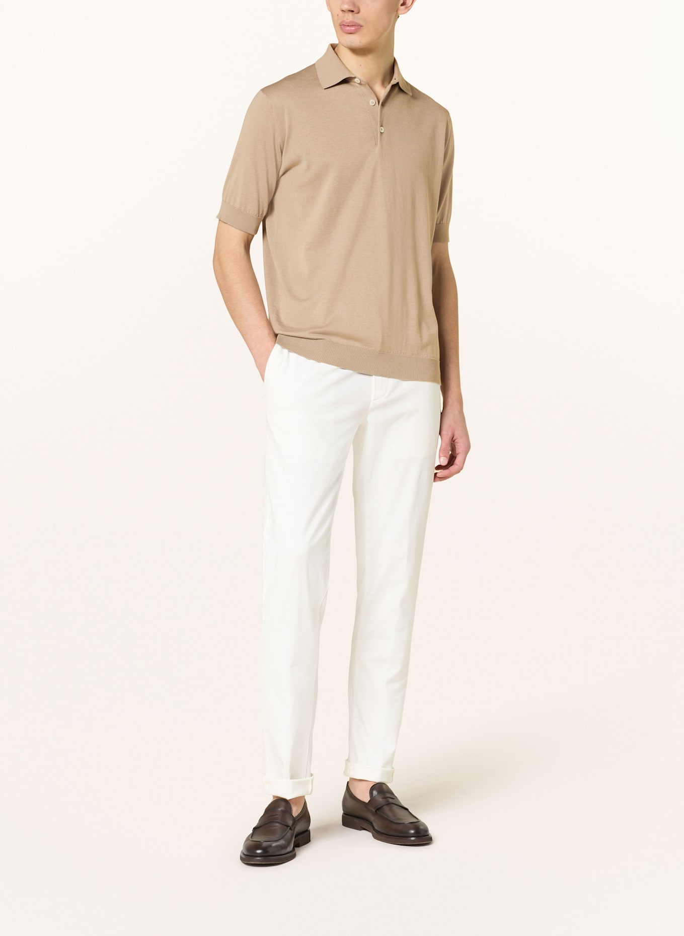 LARDINI Strick-Poloshirt: TAUPE