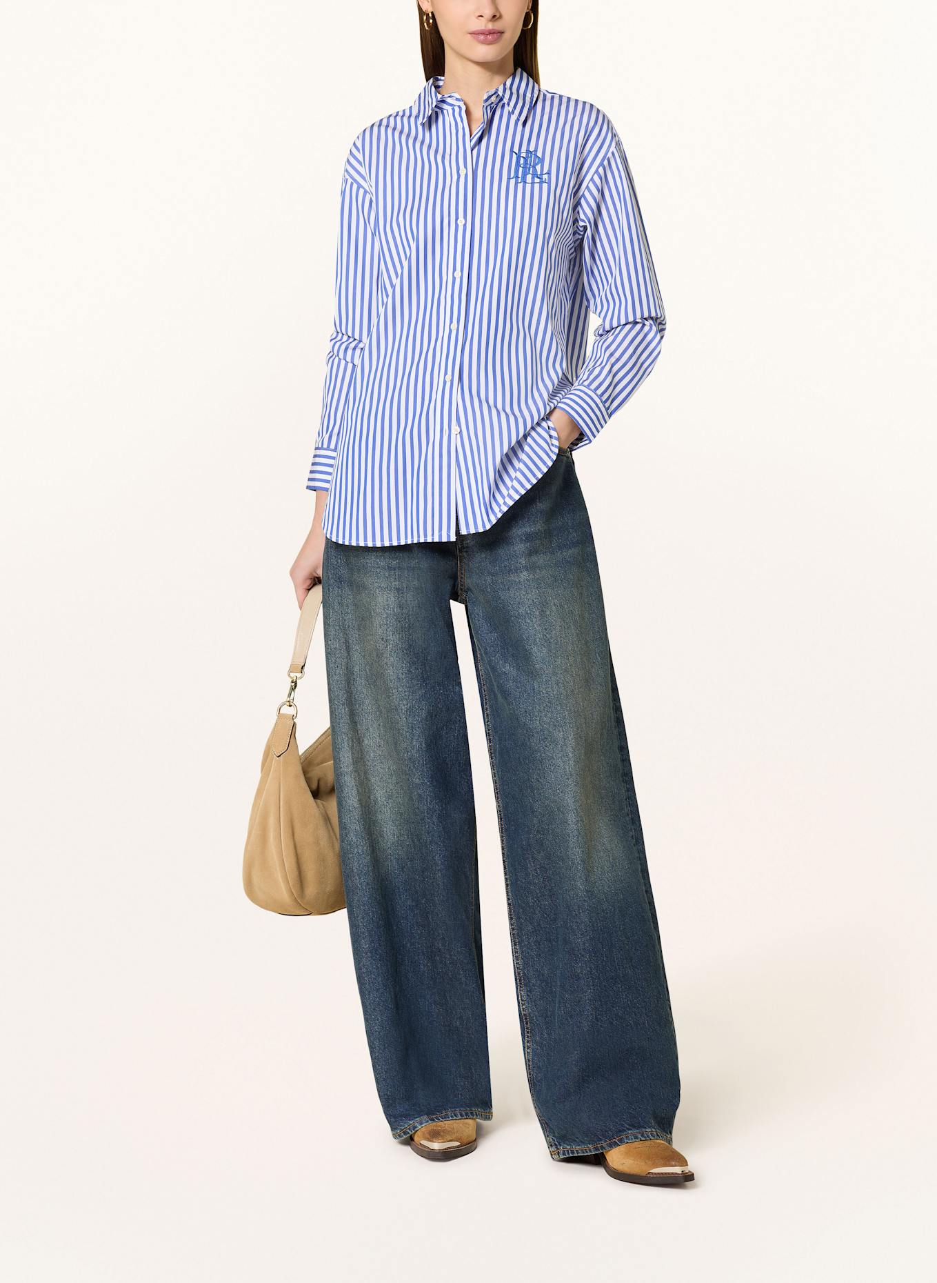 LAUREN RALPH LAUREN Hemdbluse: BLAU / WEISS