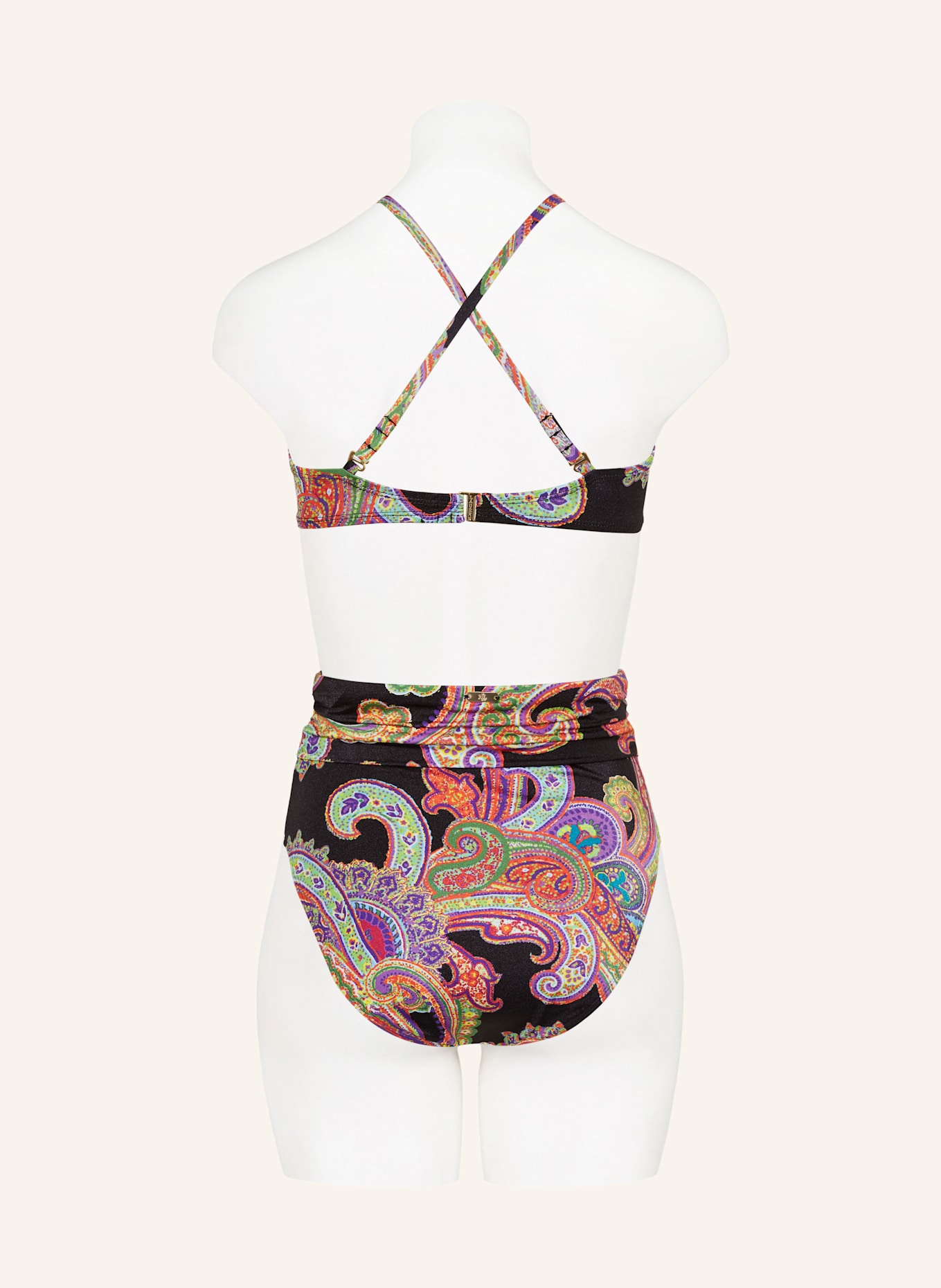 LAUREN RALPH LAUREN Bustier-Bikini-Top BORDADO PAISLEY: SCHWARZ / HELLGRÜN / LILA