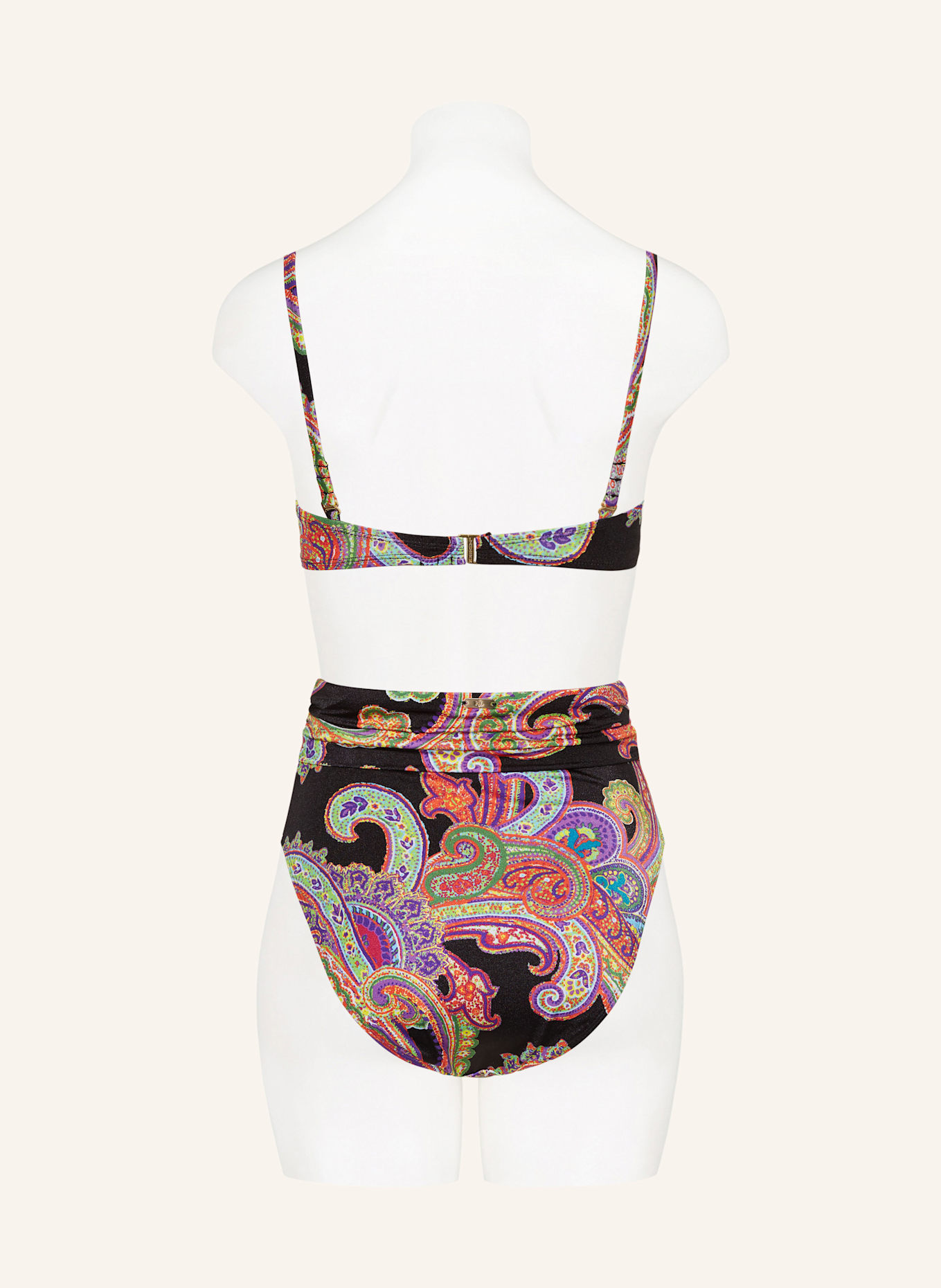 LAUREN RALPH LAUREN High-Waist-Bikini-Hose BORDADO PAISLEY: SCHWARZ / HELLGRÜN / LILA