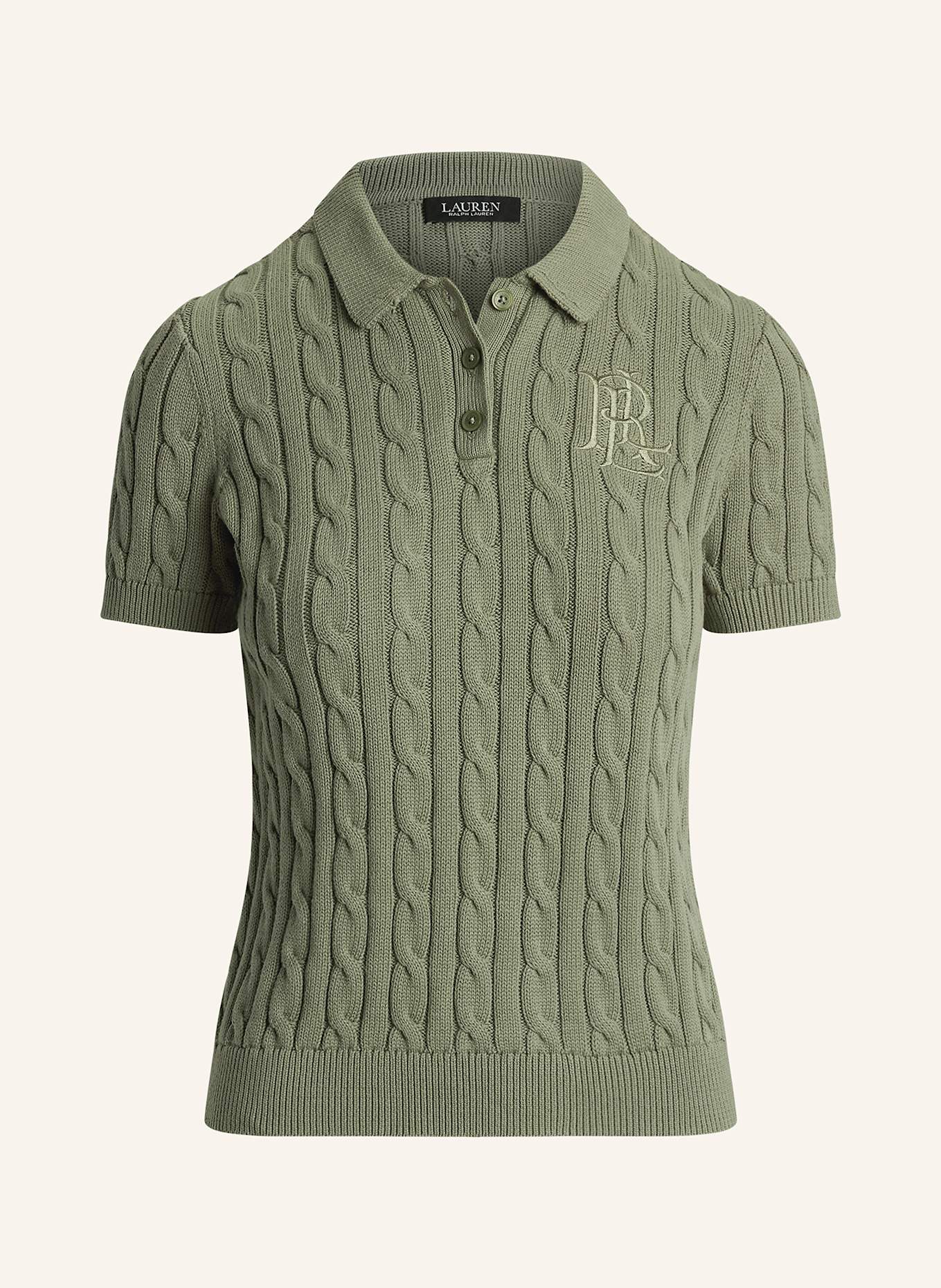 LAUREN RALPH LAUREN Strick-Poloshirt: OLIV