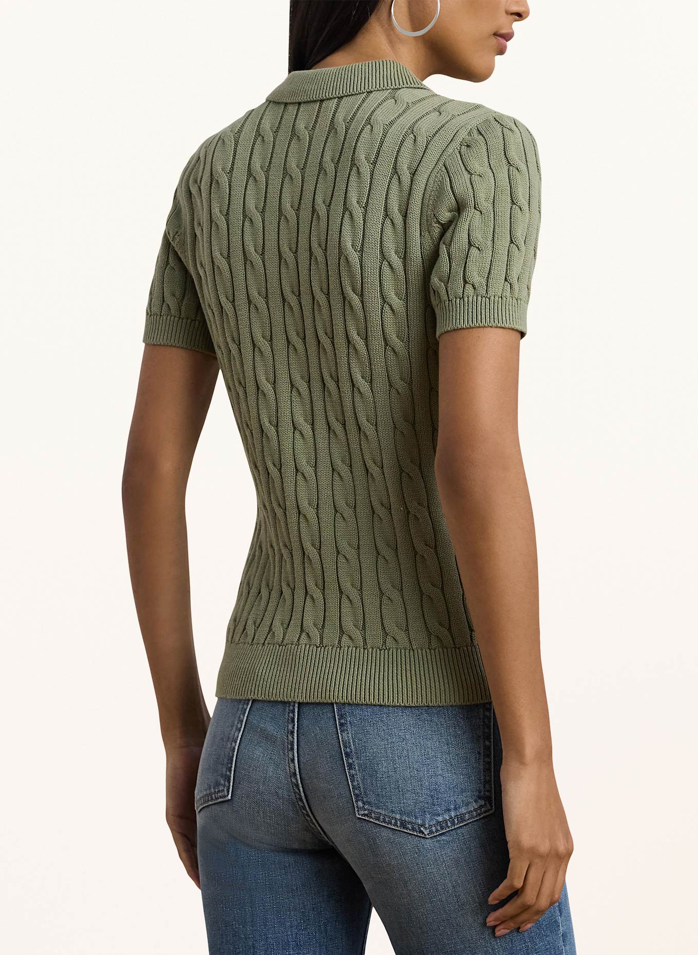 LAUREN RALPH LAUREN Strick-Poloshirt: OLIV